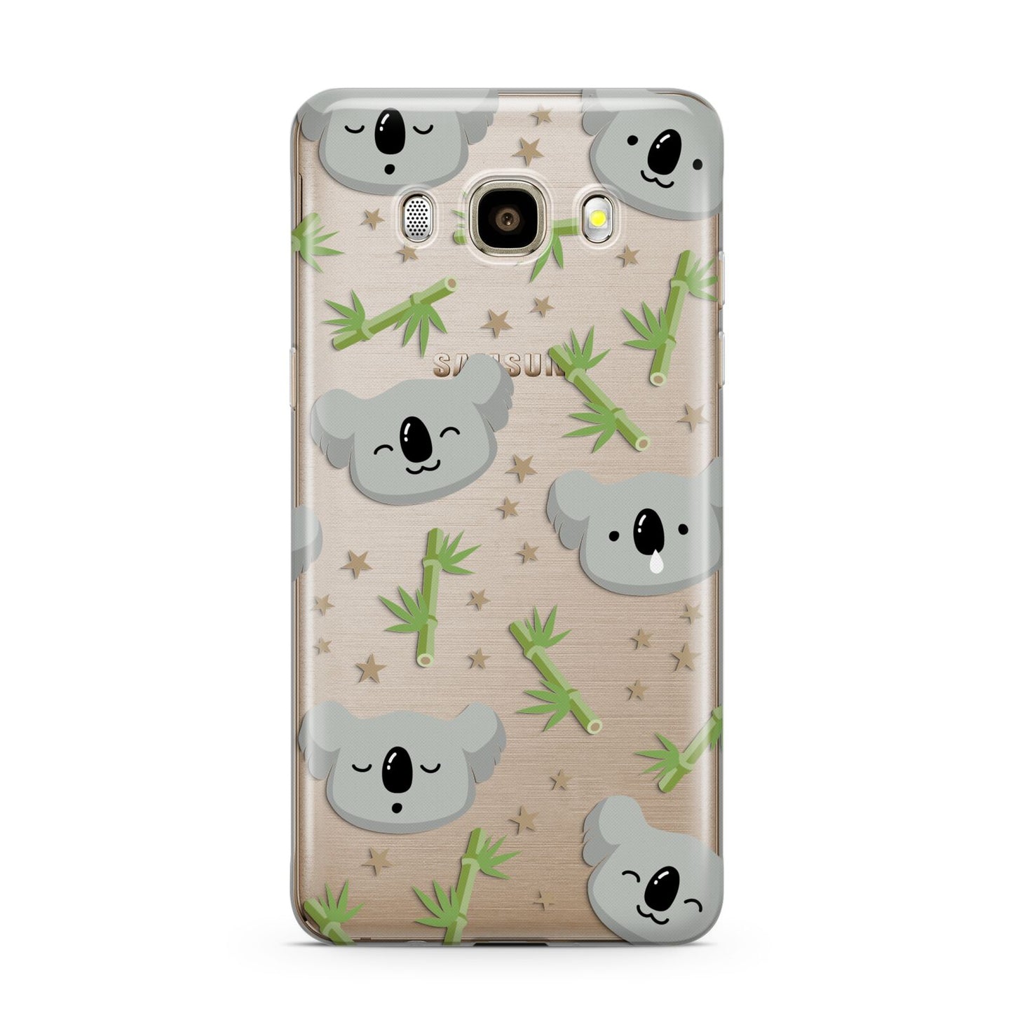 Koala Faces with Transparent Background Samsung Galaxy J7 2016 Case on gold phone