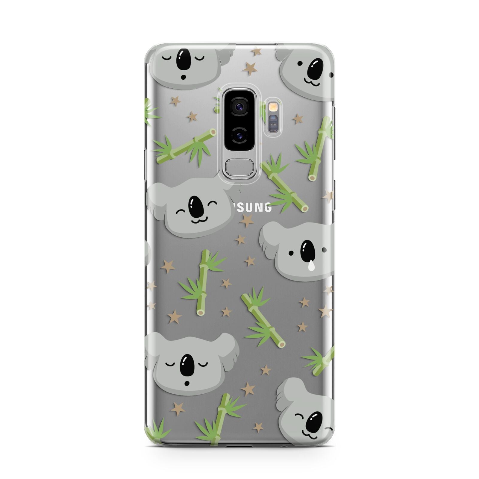 Koala Faces with Transparent Background Samsung Galaxy S9 Plus Case on Silver phone