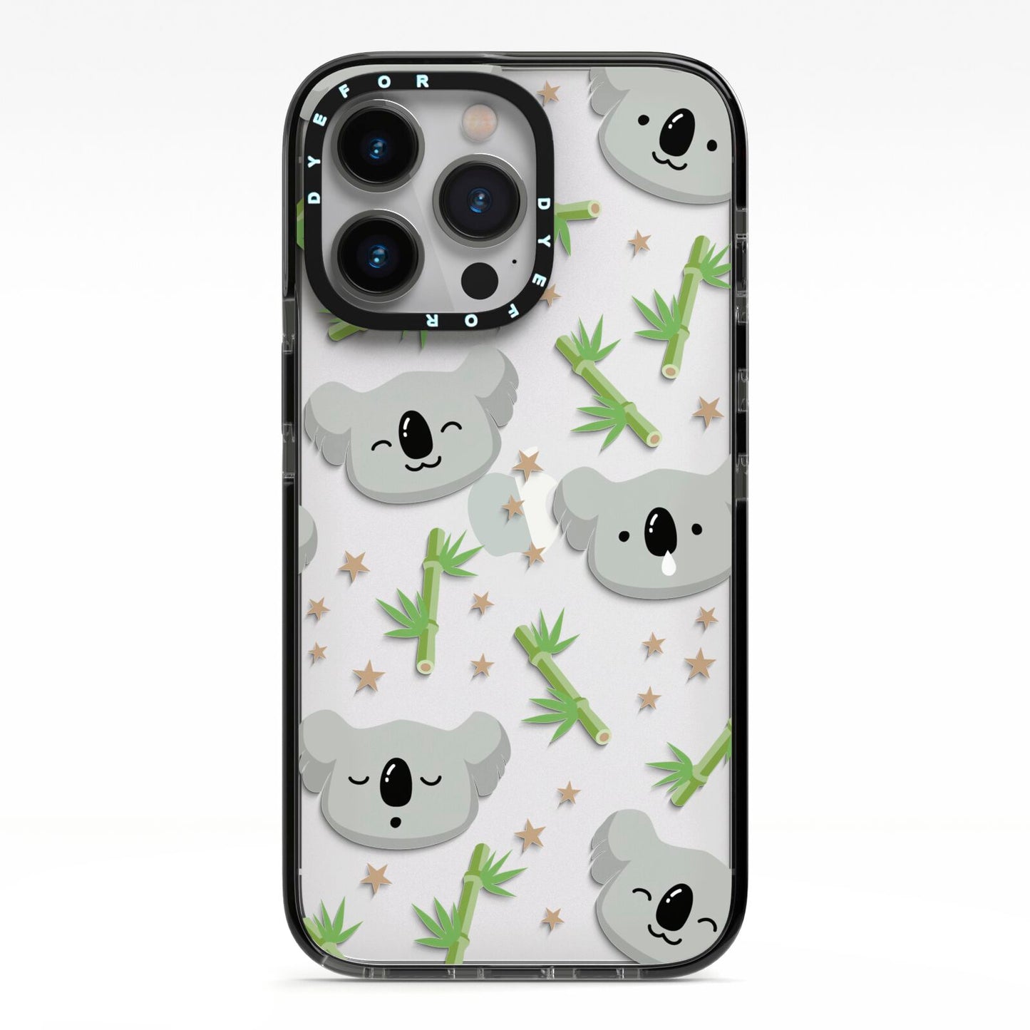 Koala Faces with Transparent Background iPhone 13 Pro Black Impact Case on Silver phone