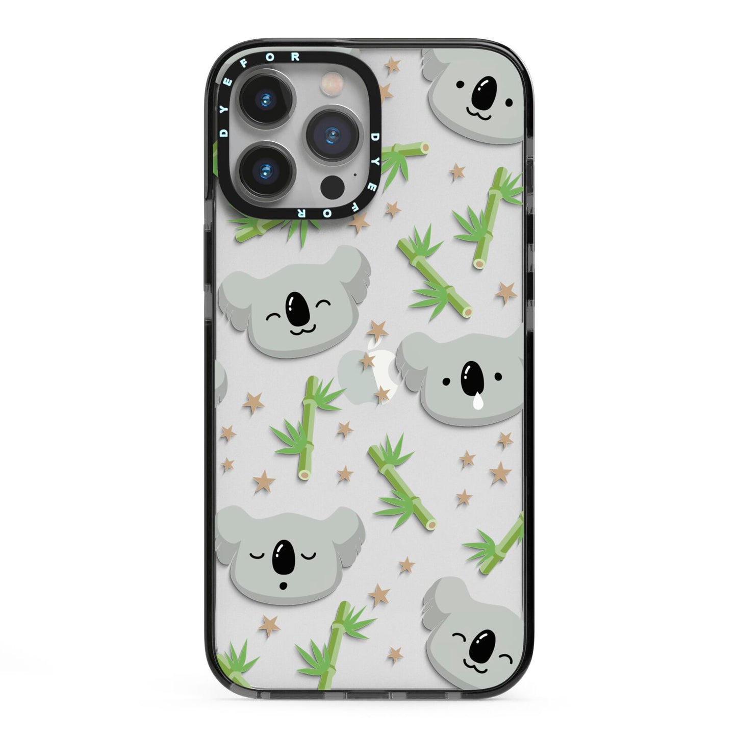 Koala Faces with Transparent Background iPhone 13 Pro Max Black Impact Case on Silver phone