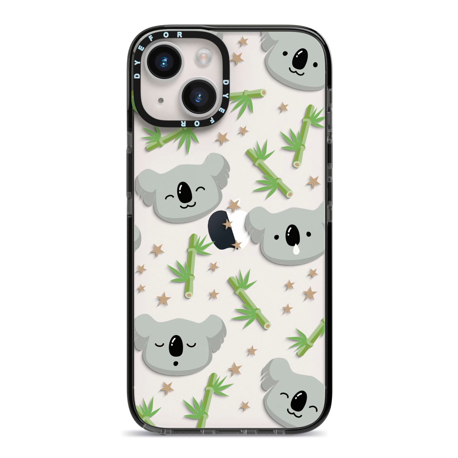 Koala Faces with Transparent Background iPhone 14 Black Impact Case on Silver phone