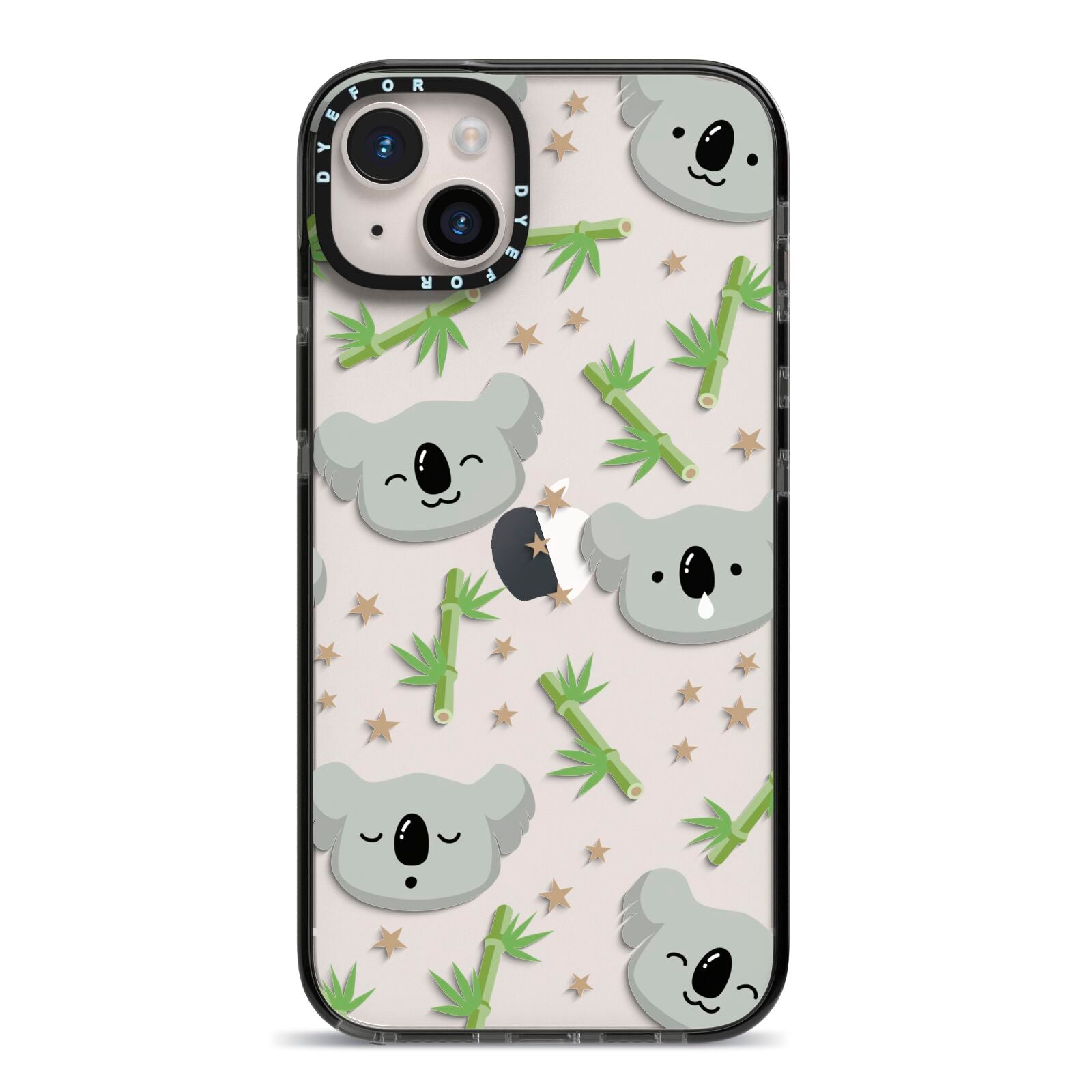 Koala Faces with Transparent Background iPhone 14 Plus Black Impact Case on Silver phone