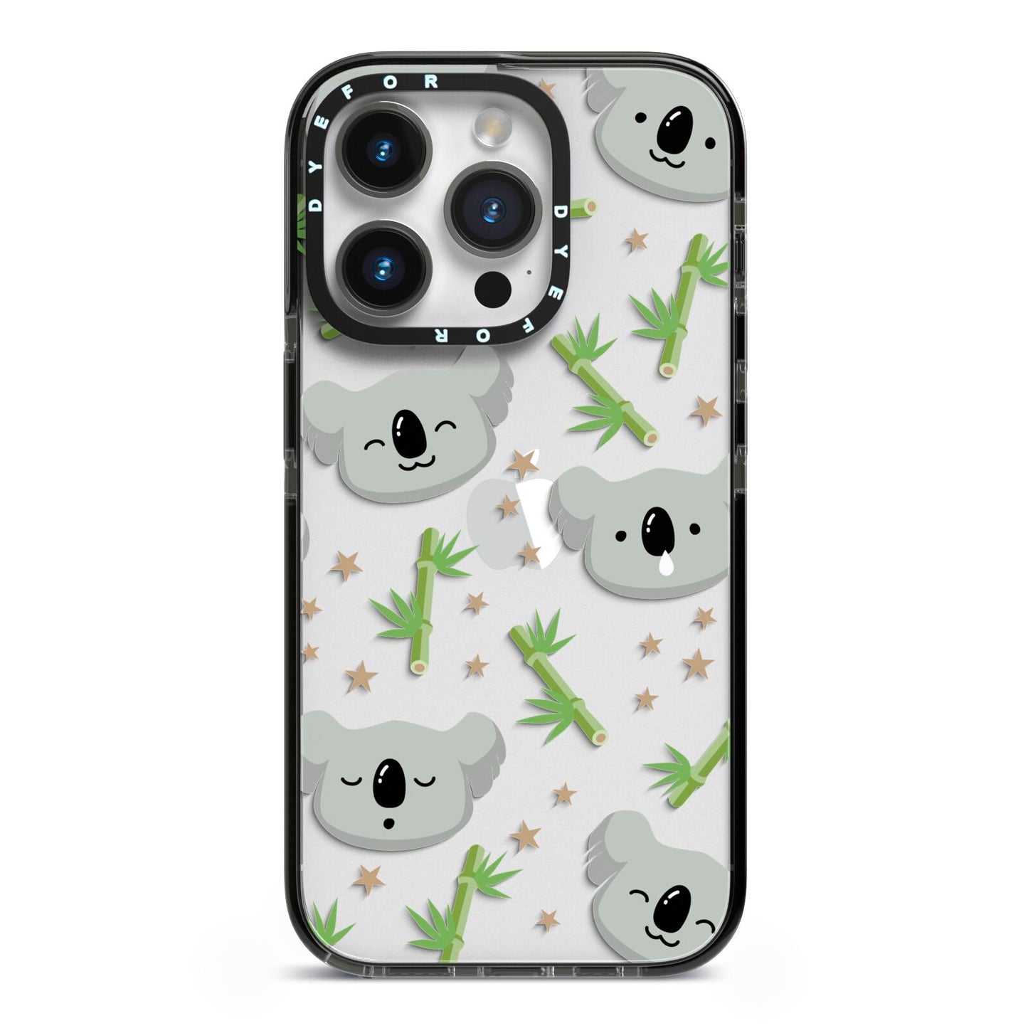 Koala Faces with Transparent Background iPhone 14 Pro Black Impact Case on Silver phone