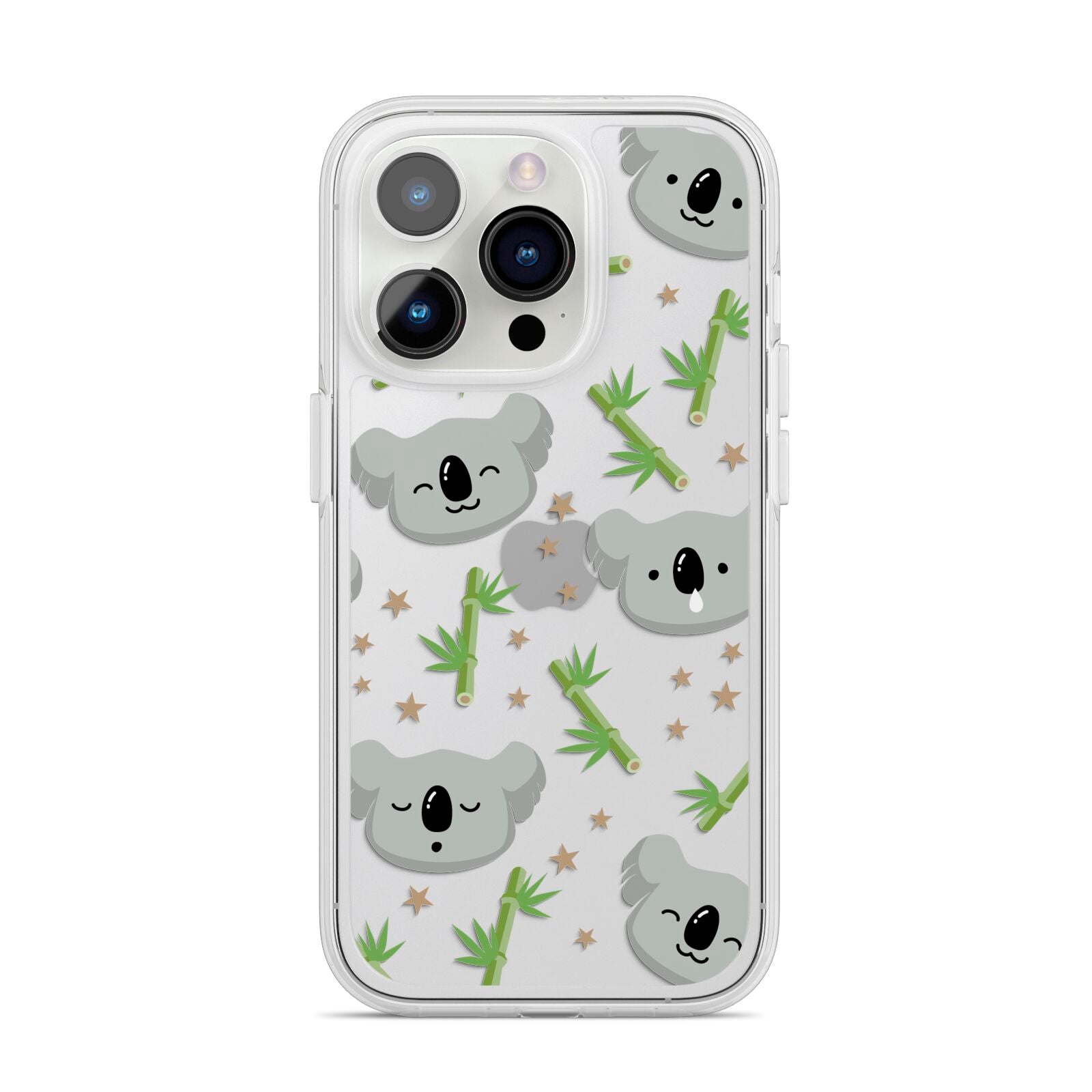 Koala Faces with Transparent Background iPhone 14 Pro Clear Tough Case Silver