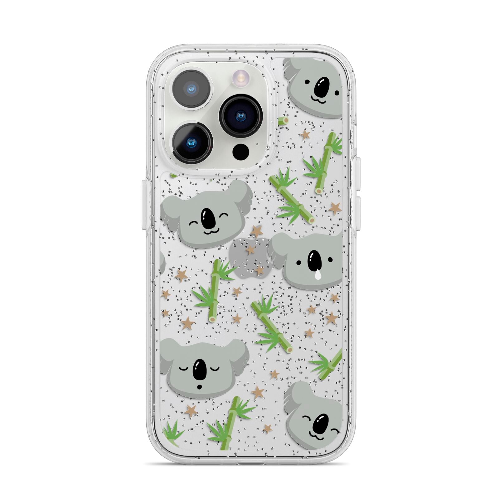 Koala Faces with Transparent Background iPhone 14 Pro Glitter Tough Case Silver