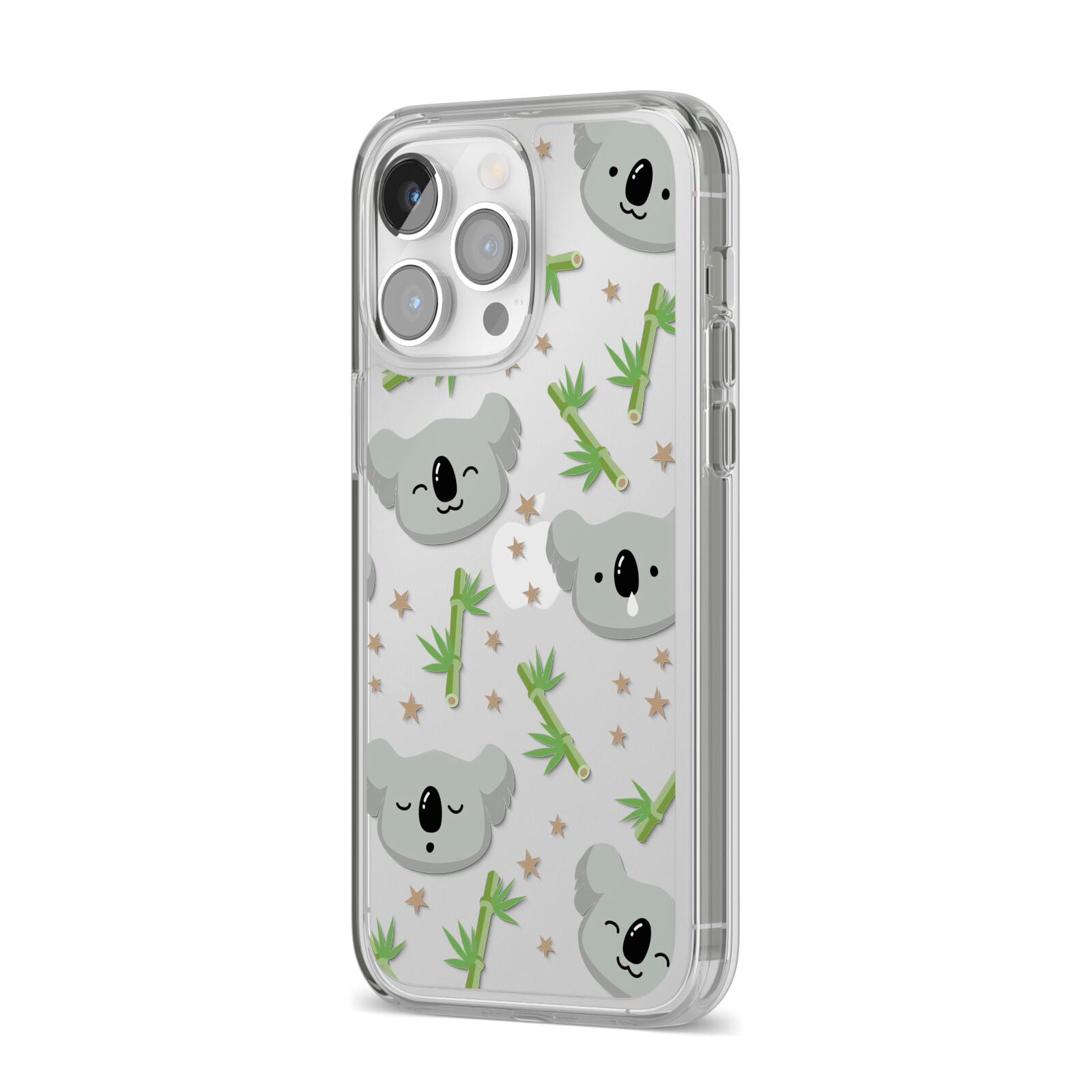 Koala Faces with Transparent Background iPhone 14 Pro Max Clear Tough Case Silver Angled Image