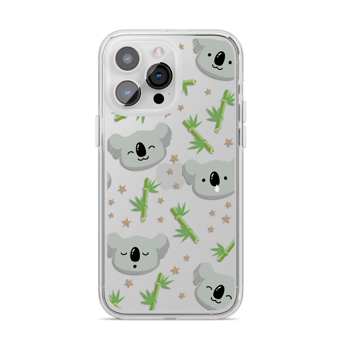 Koala Faces with Transparent Background iPhone 14 Pro Max Clear Tough Case Silver
