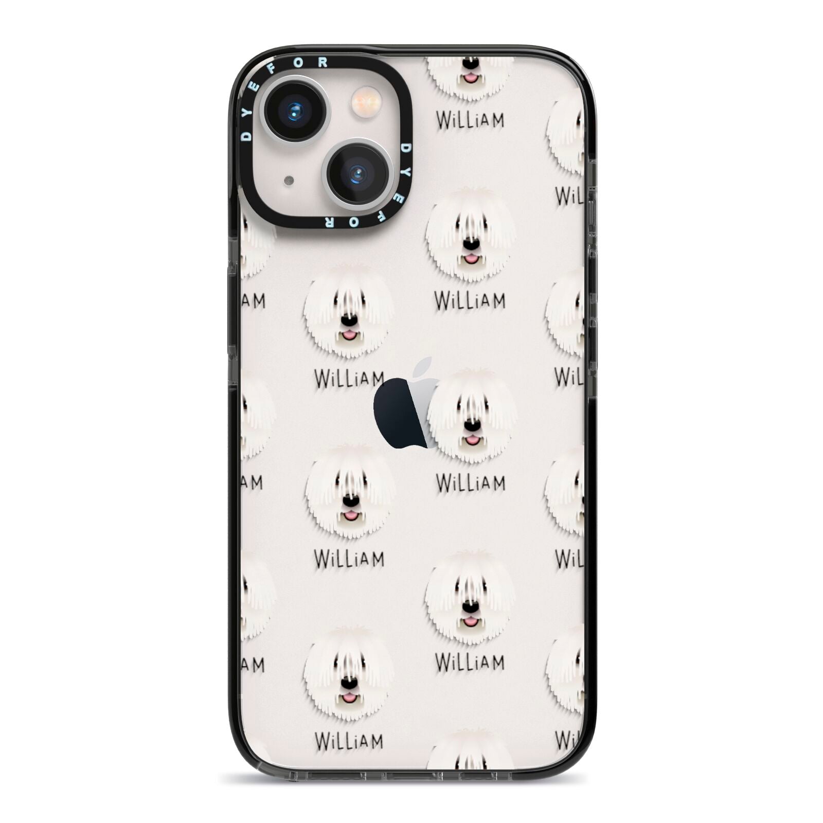 Komondor Icon with Name iPhone 13 Black Impact Case on Silver phone