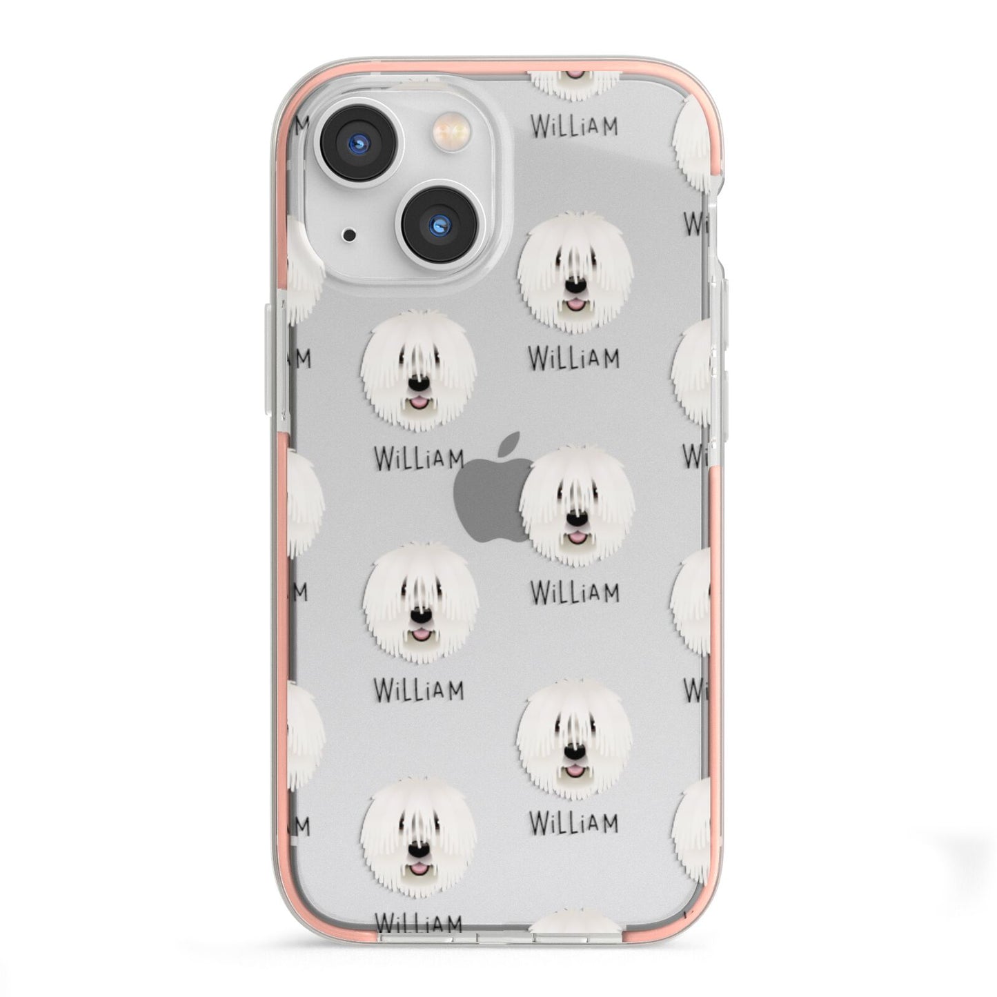 Komondor Icon with Name iPhone 13 Mini TPU Impact Case with Pink Edges
