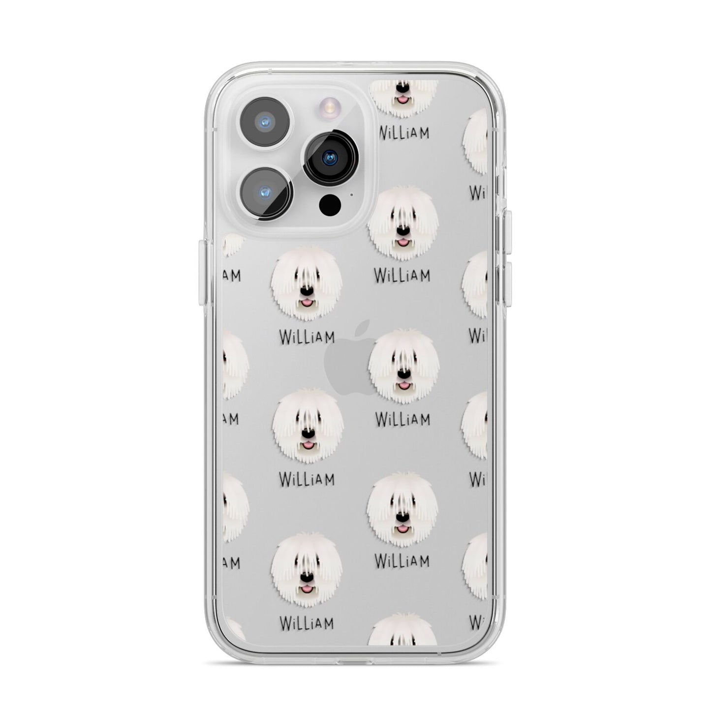 Komondor Icon with Name iPhone 14 Pro Max Clear Tough Case Silver