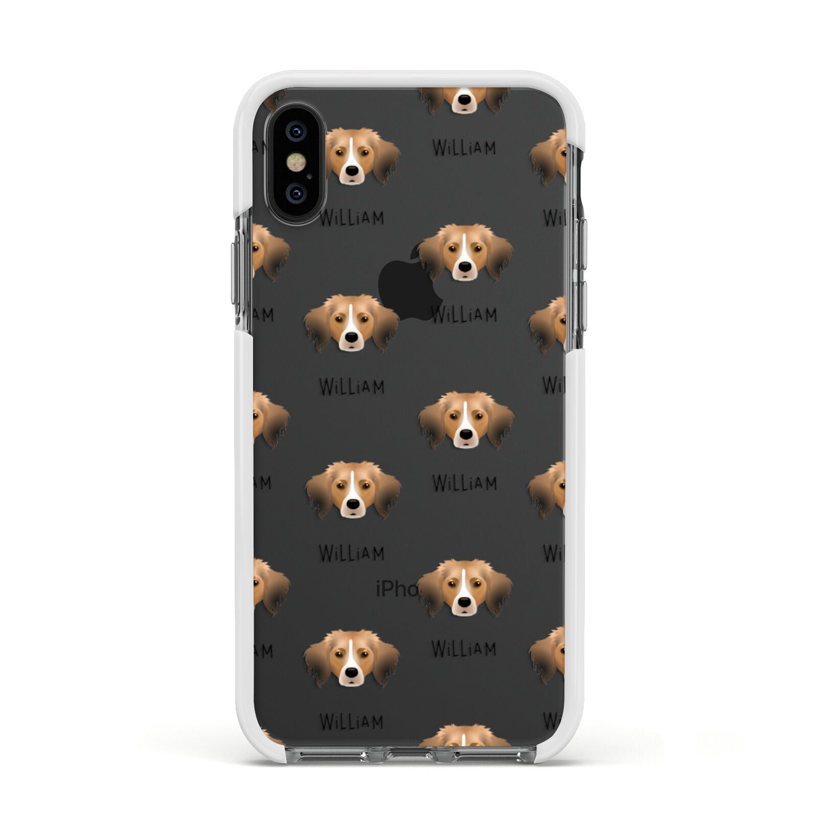Kooikerhondje Icon with Name Apple iPhone Xs Impact Case White Edge on Black Phone
