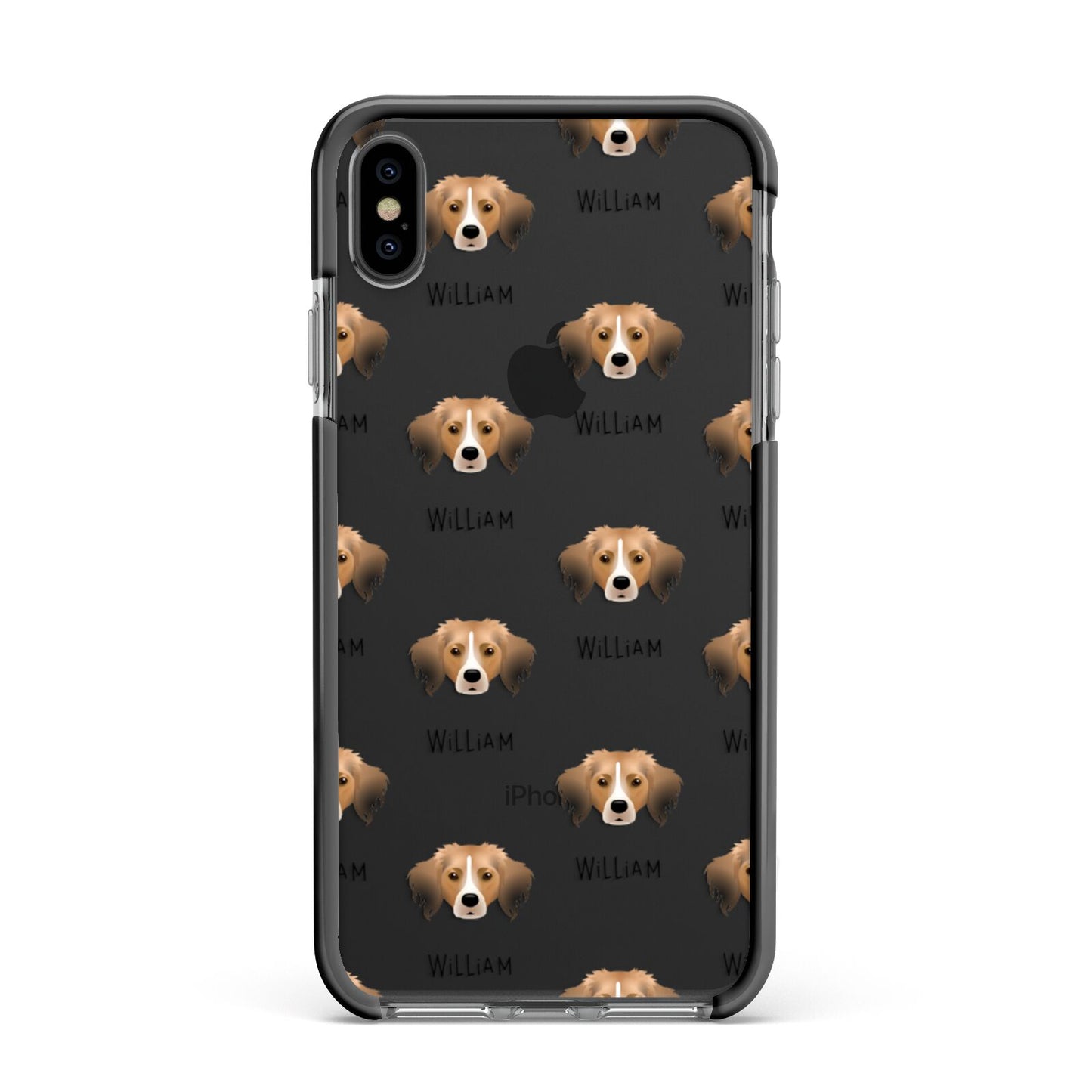 Kooikerhondje Icon with Name Apple iPhone Xs Max Impact Case Black Edge on Black Phone