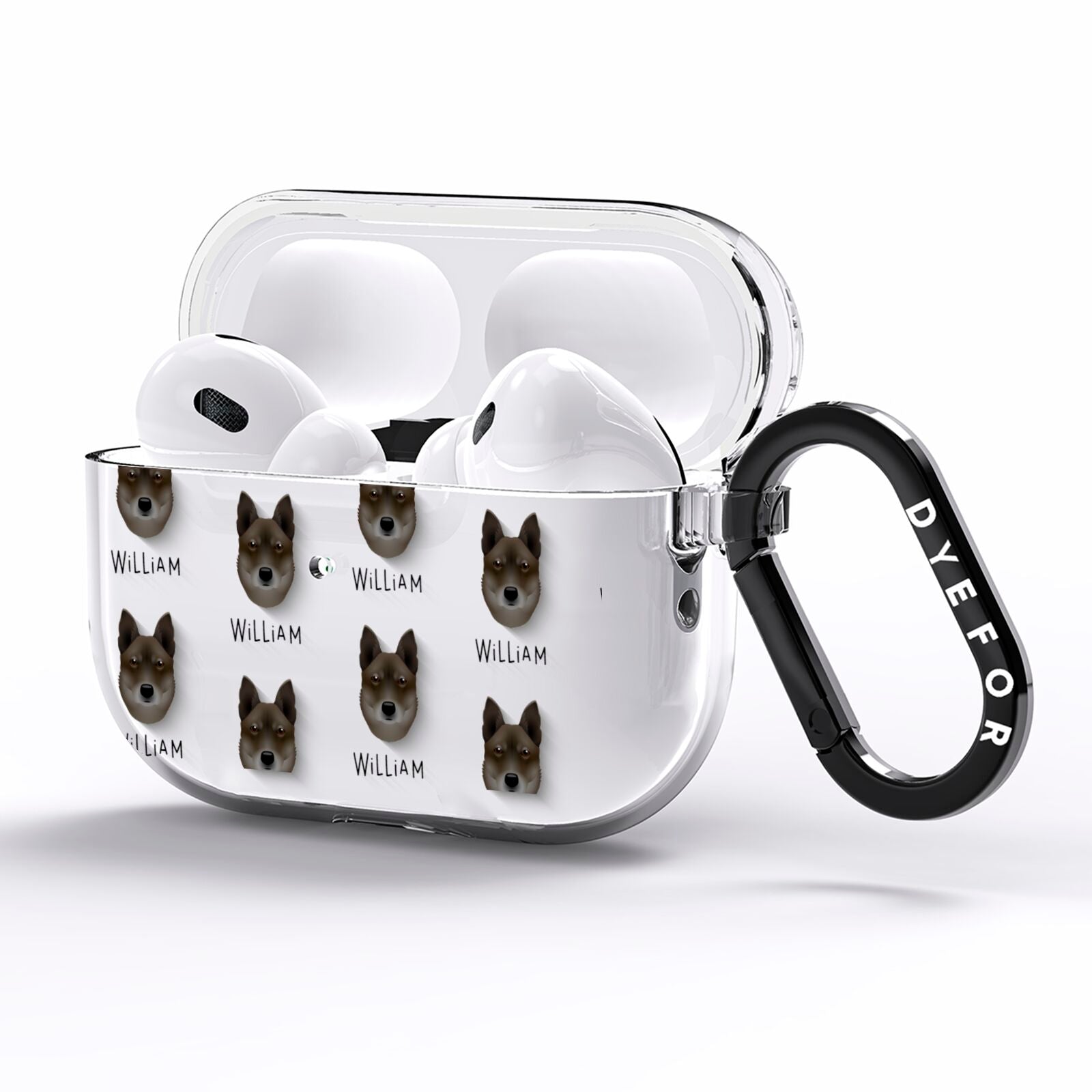 Korean Jindo Icon with Name AirPods Pro Clear Case Side Image