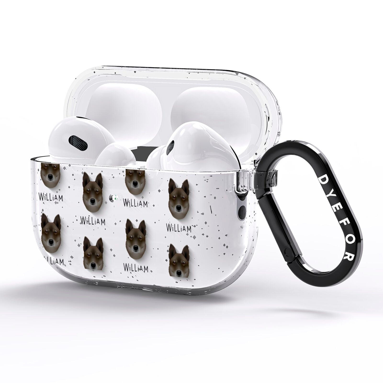 Korean Jindo Icon with Name AirPods Pro Glitter Case Side Image