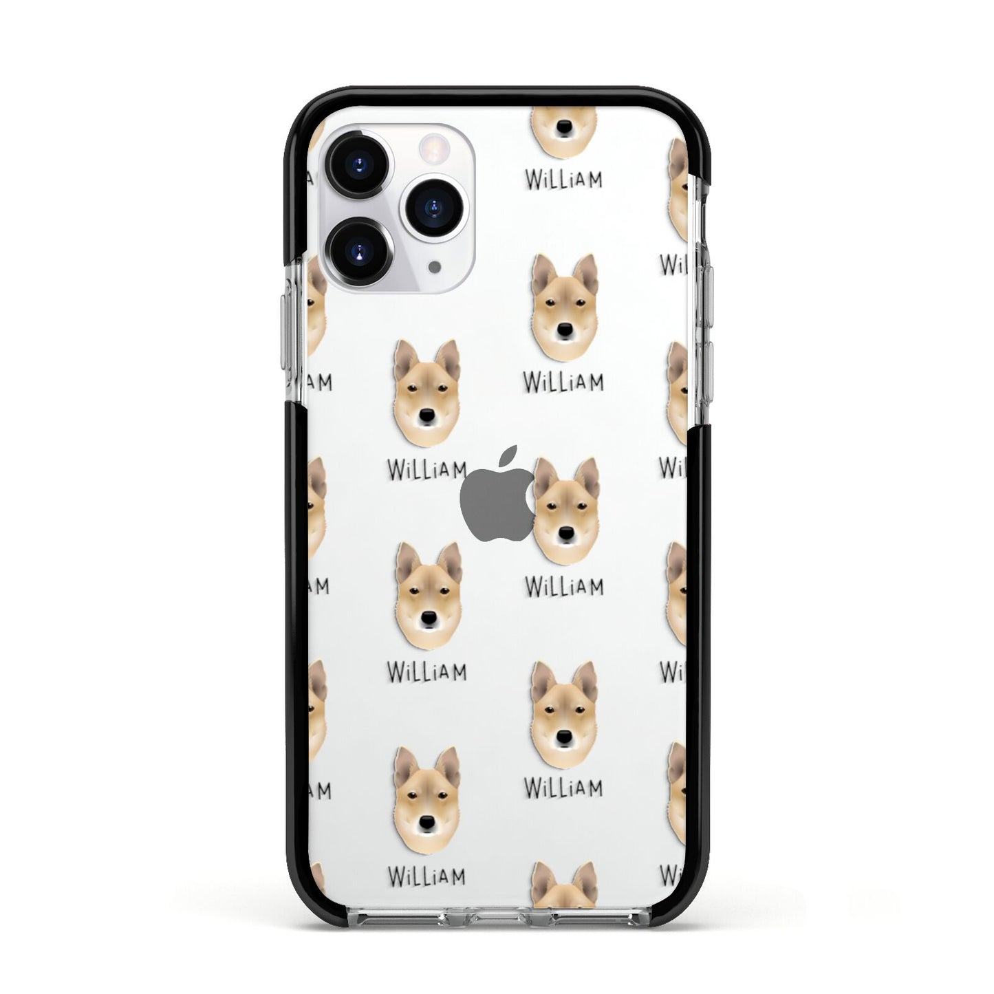 Korean Jindo Icon with Name Apple iPhone 11 Pro in Silver with Black Impact Case