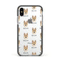 Korean Jindo Icon with Name Apple iPhone Xs Impact Case Black Edge on Silver Phone