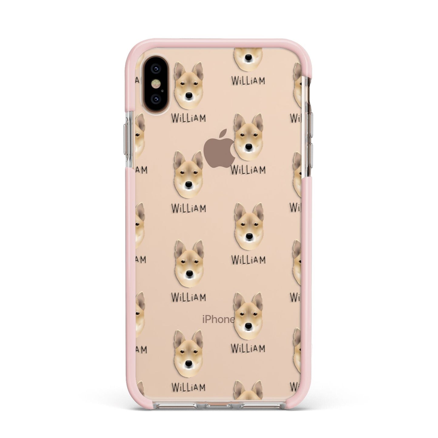Korean Jindo Icon with Name Apple iPhone Xs Max Impact Case Pink Edge on Gold Phone