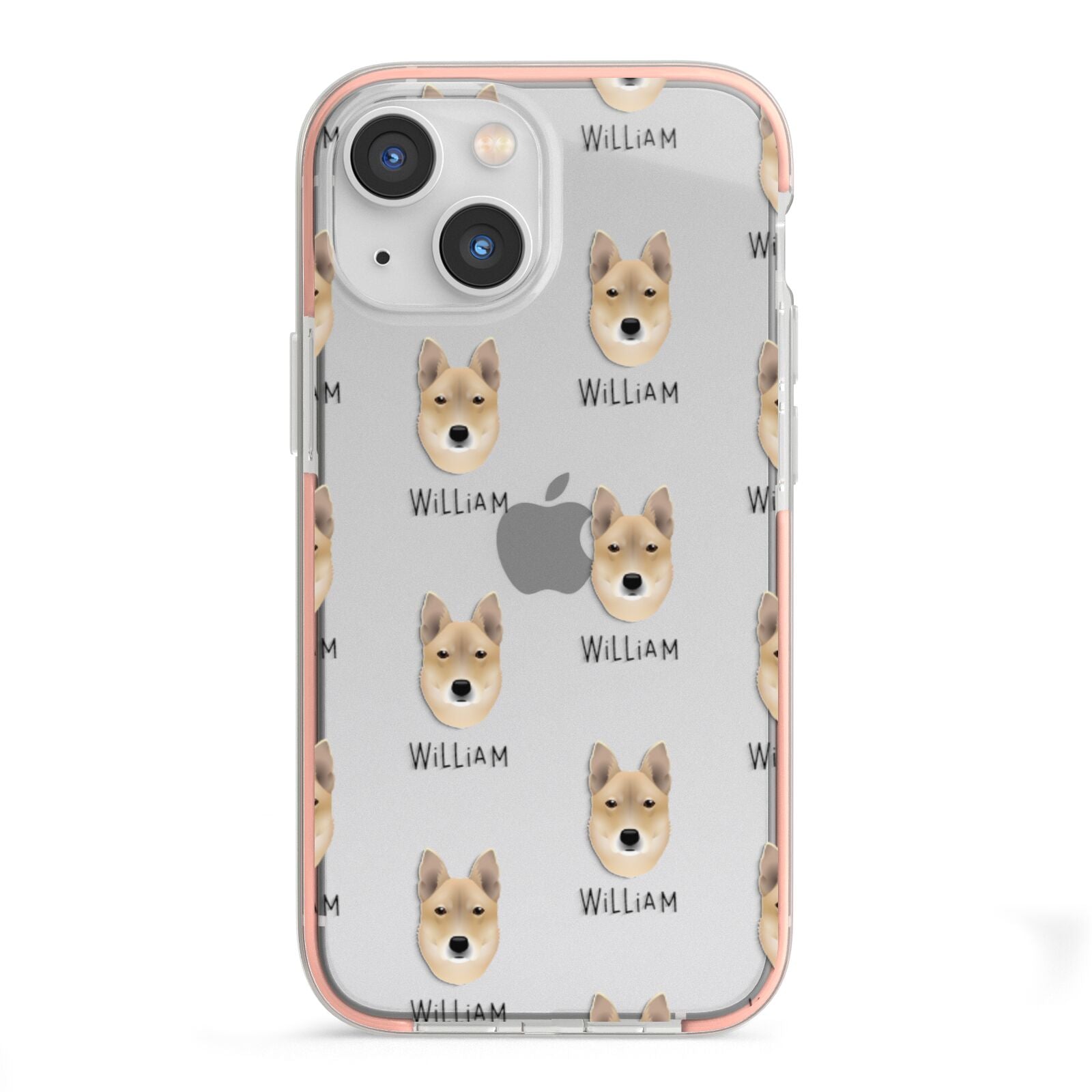 Korean Jindo Icon with Name iPhone 13 Mini TPU Impact Case with Pink Edges