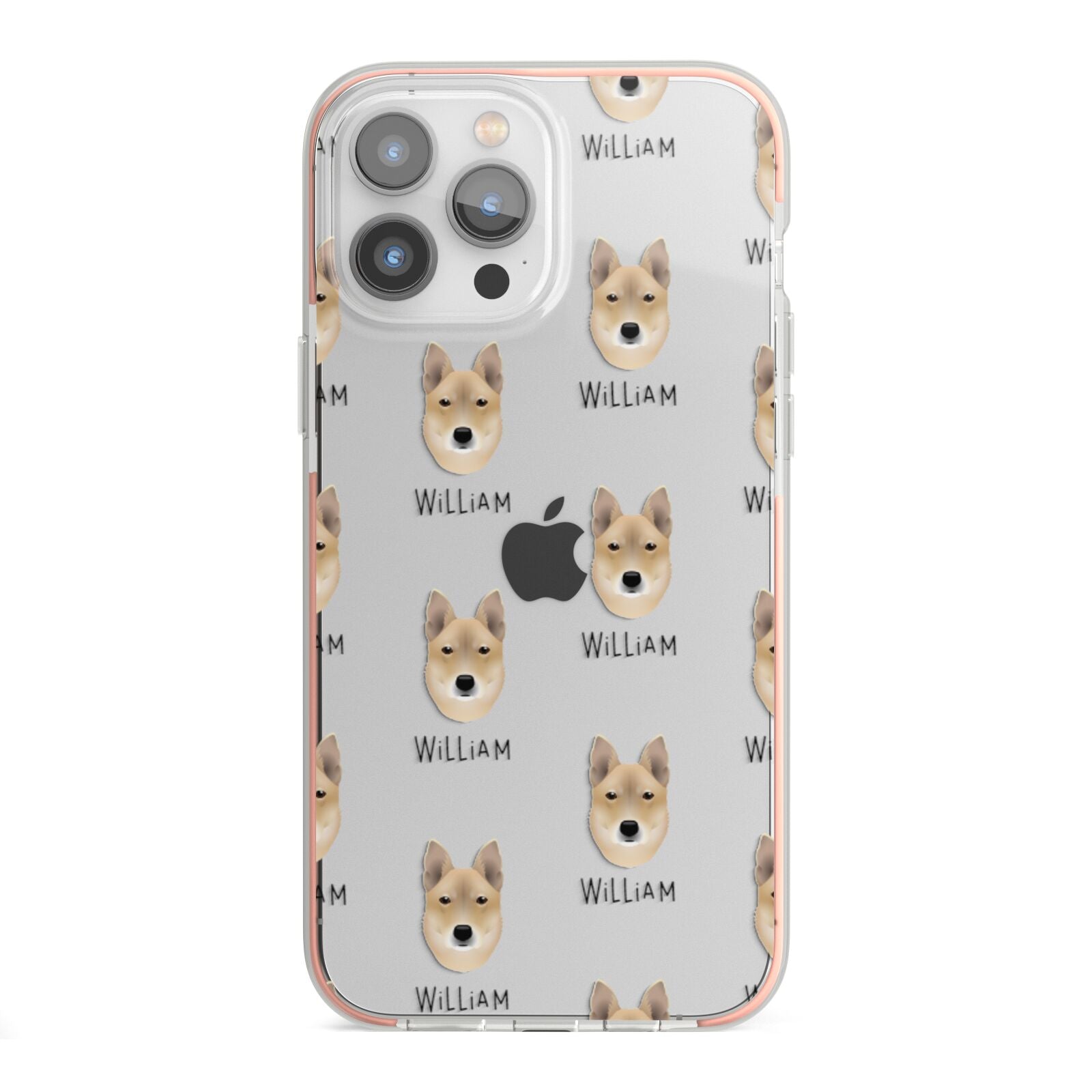 Korean Jindo Icon with Name iPhone 13 Pro Max TPU Impact Case with Pink Edges