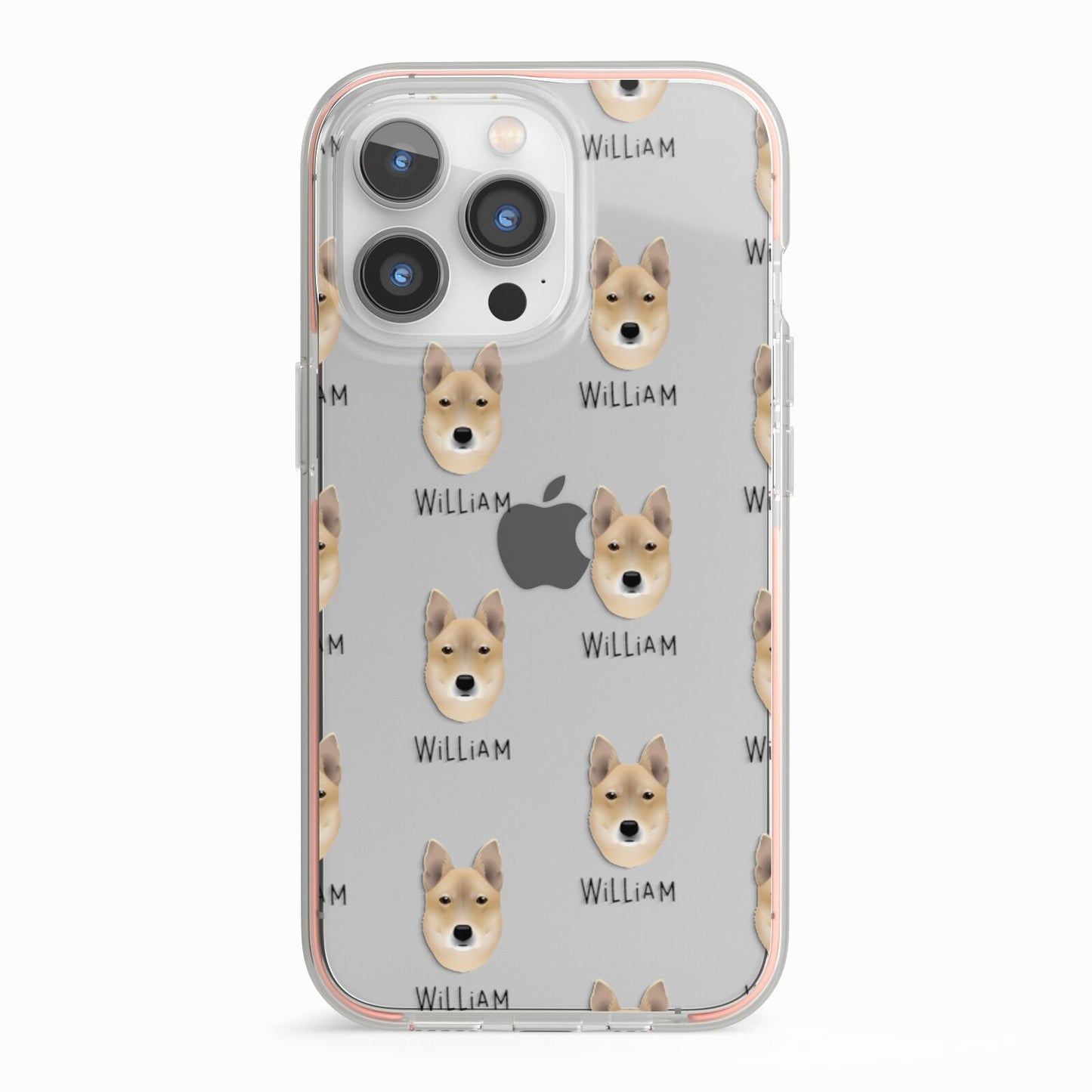 Korean Jindo Icon with Name iPhone 13 Pro TPU Impact Case with Pink Edges