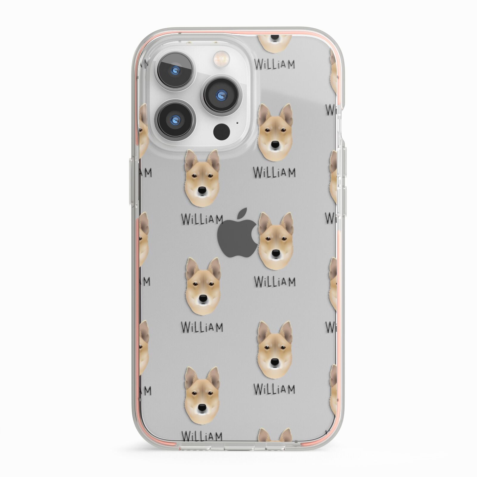 Korean Jindo Icon with Name iPhone 13 Pro TPU Impact Case with Pink Edges