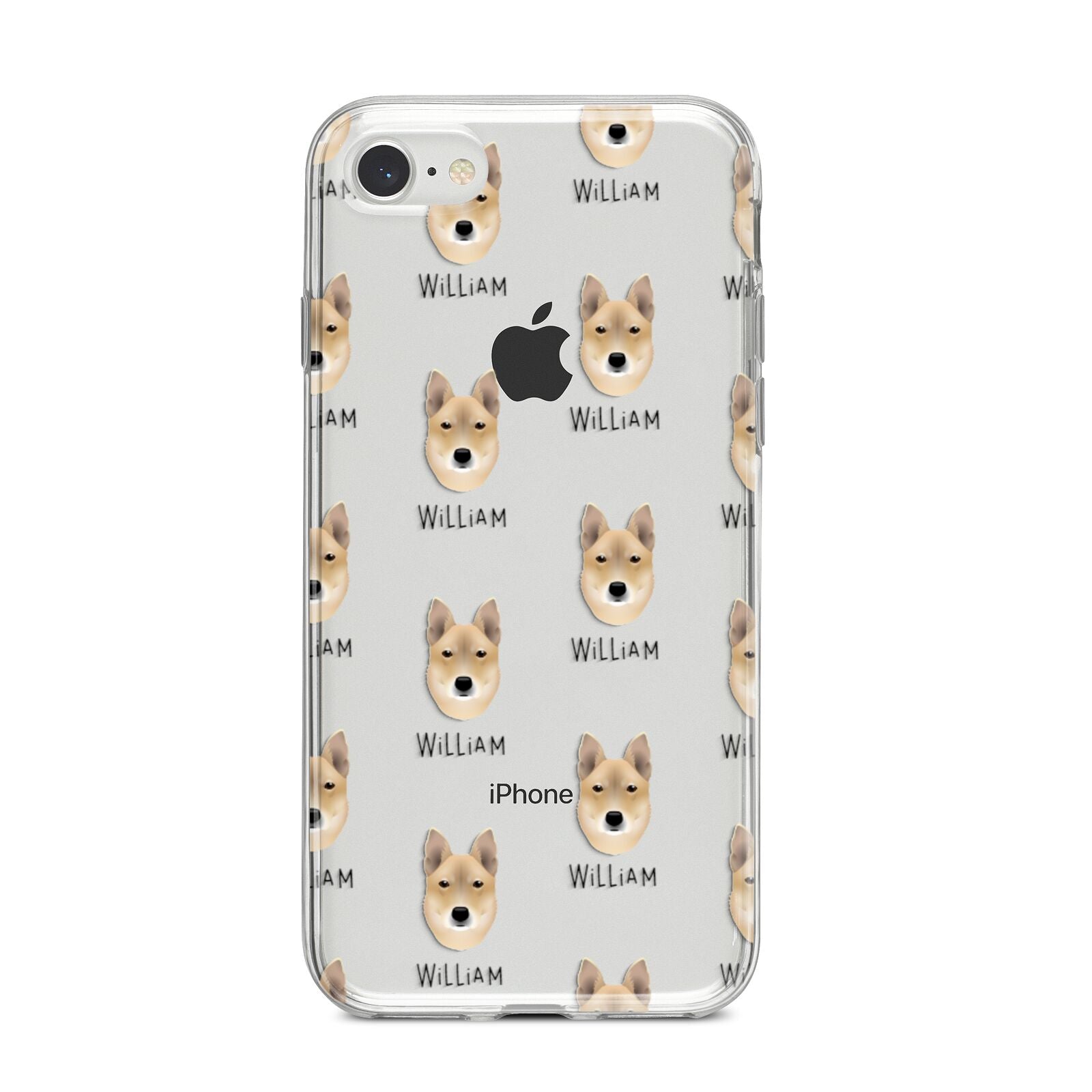 Korean Jindo Icon with Name iPhone 8 Bumper Case on Silver iPhone