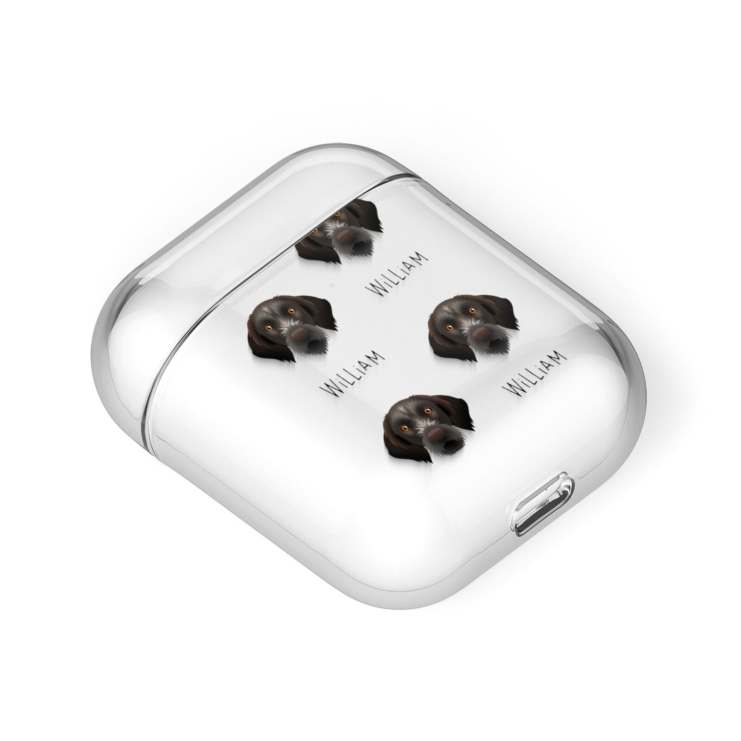 Korthals Griffon Icon with Name AirPods Case Laid Flat