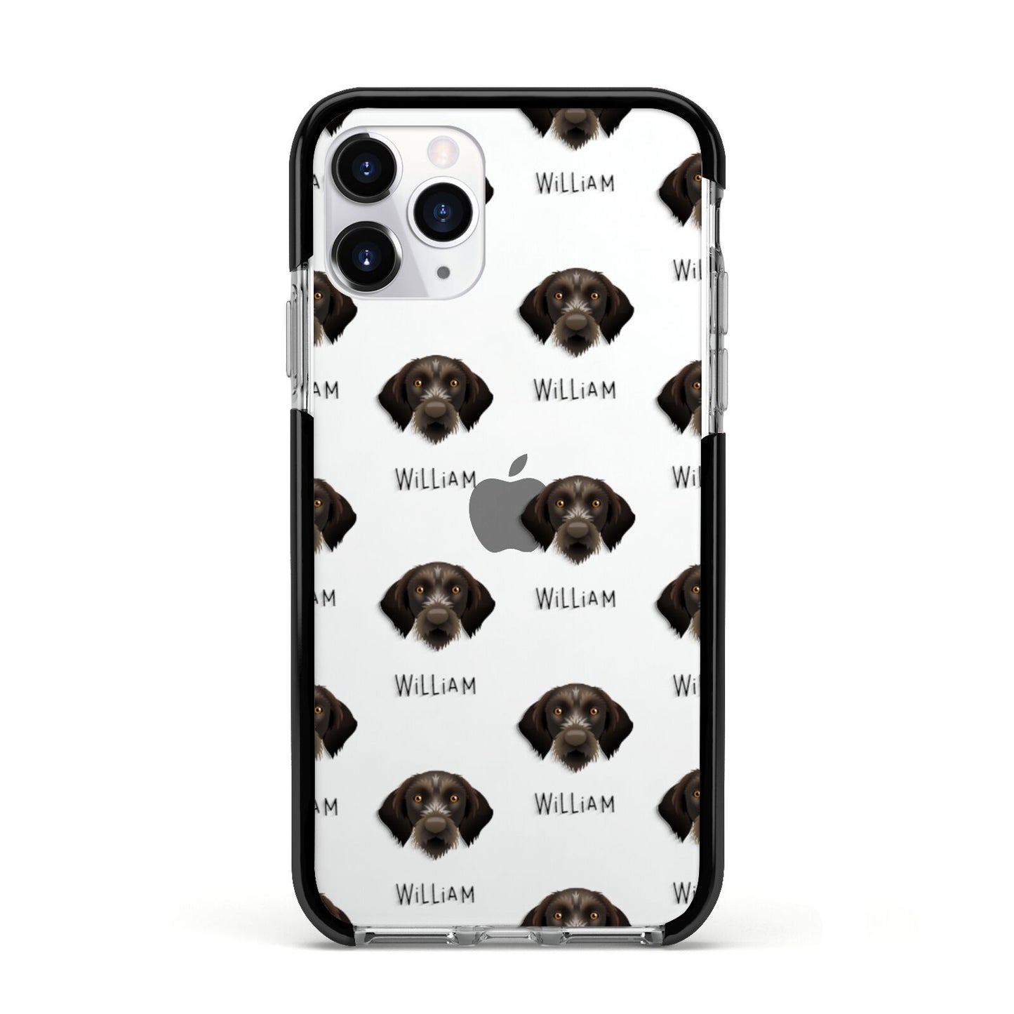 Korthals Griffon Icon with Name Apple iPhone 11 Pro in Silver with Black Impact Case