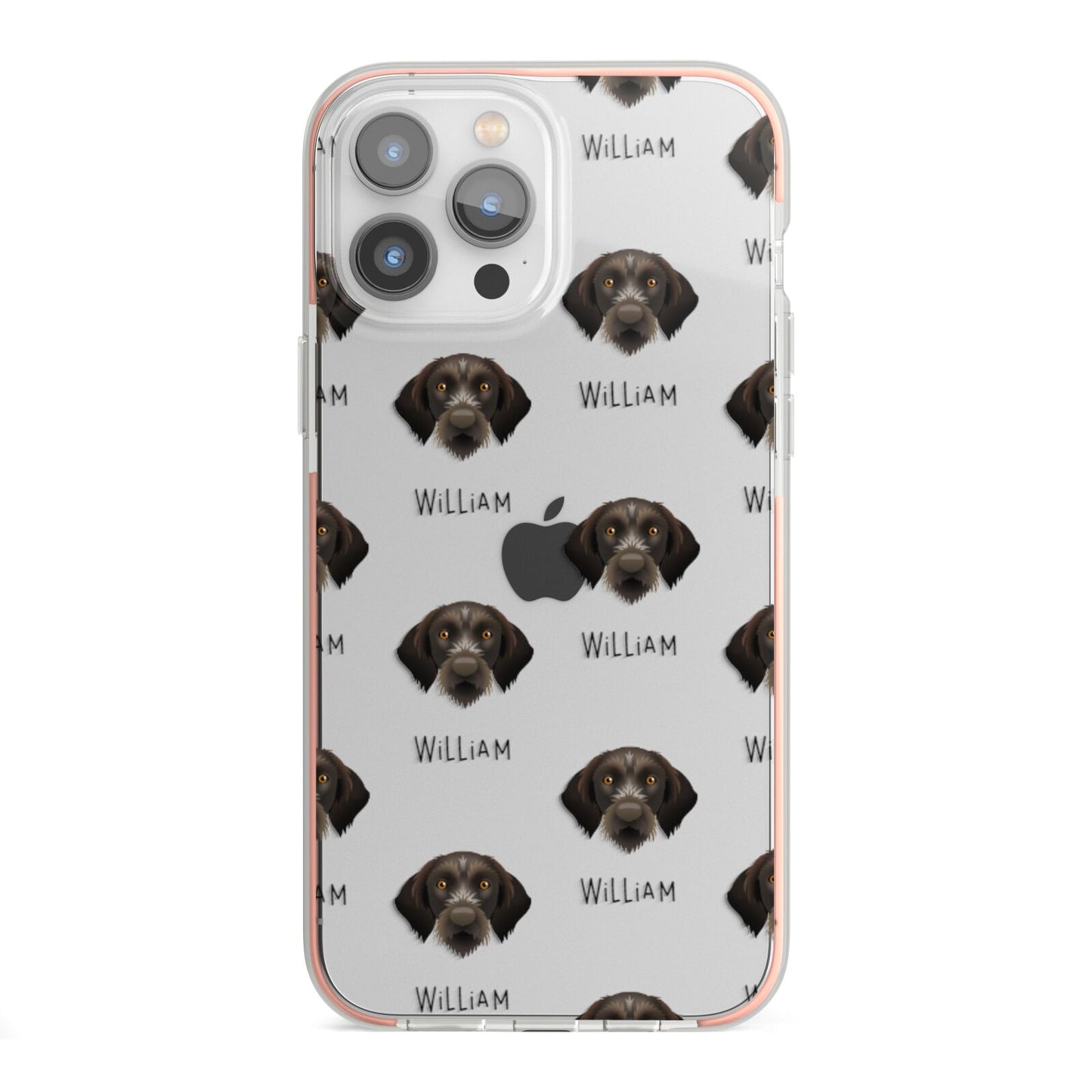Korthals Griffon Icon with Name iPhone 13 Pro Max TPU Impact Case with Pink Edges
