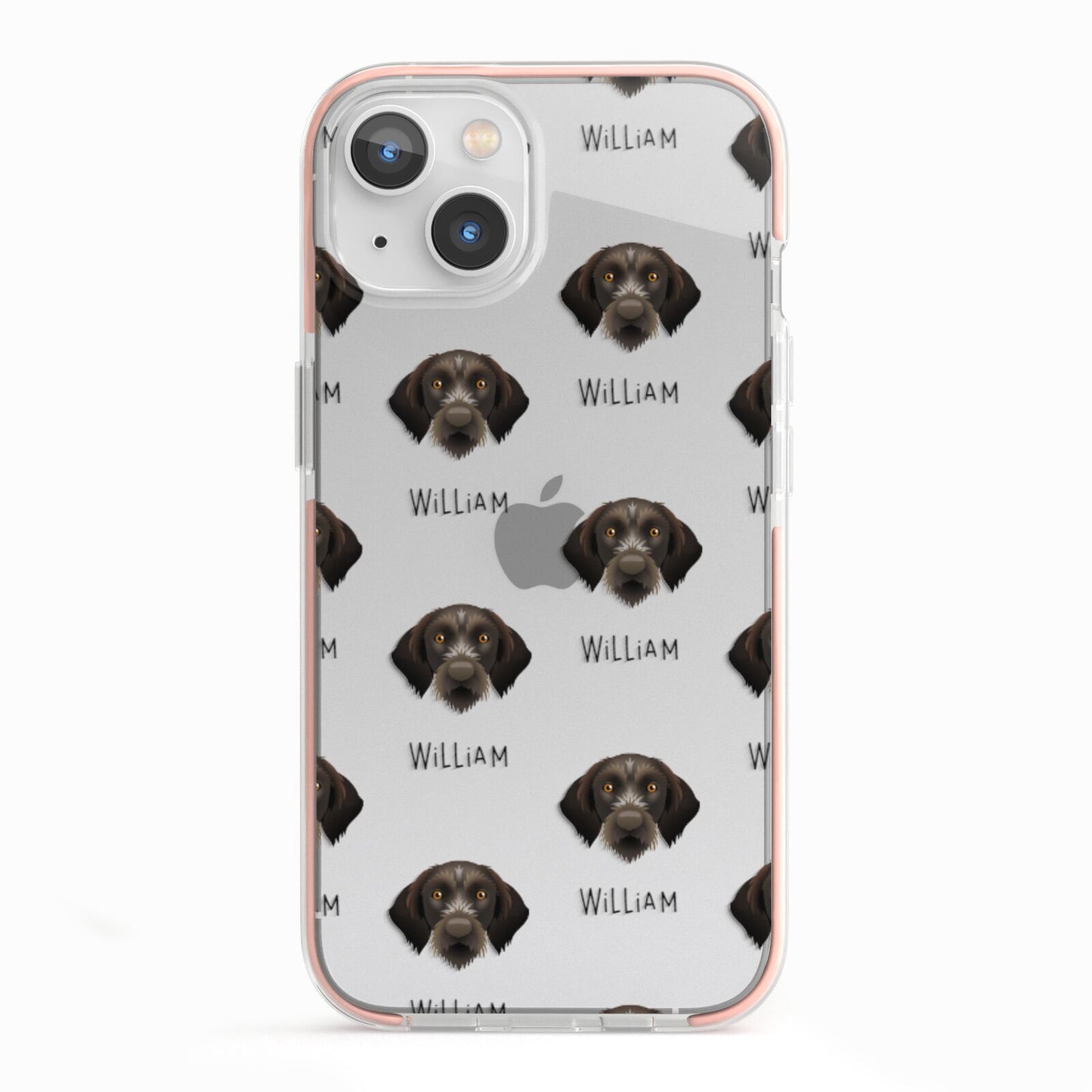 Korthals Griffon Icon with Name iPhone 13 TPU Impact Case with Pink Edges