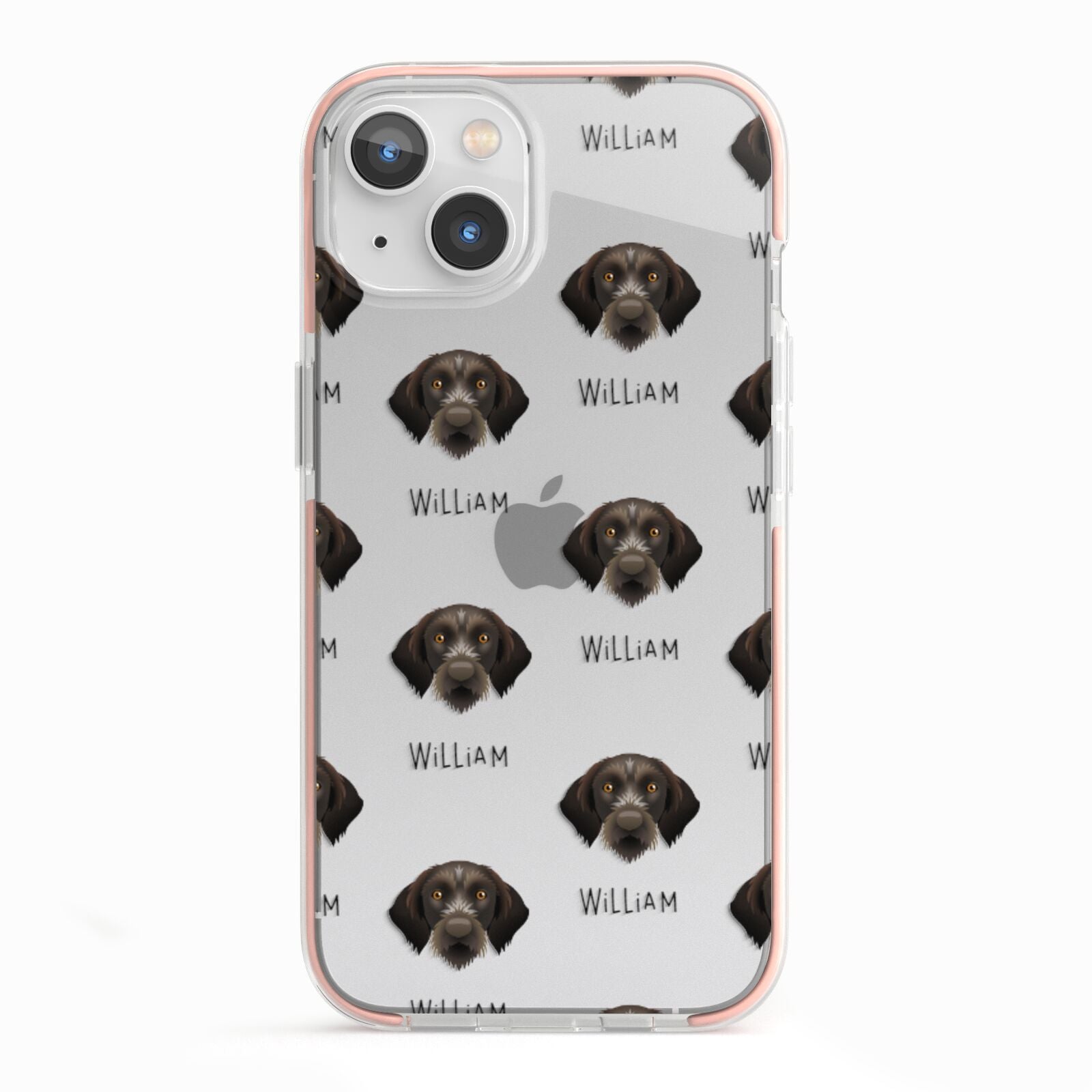 Korthals Griffon Icon with Name iPhone 13 TPU Impact Case with Pink Edges