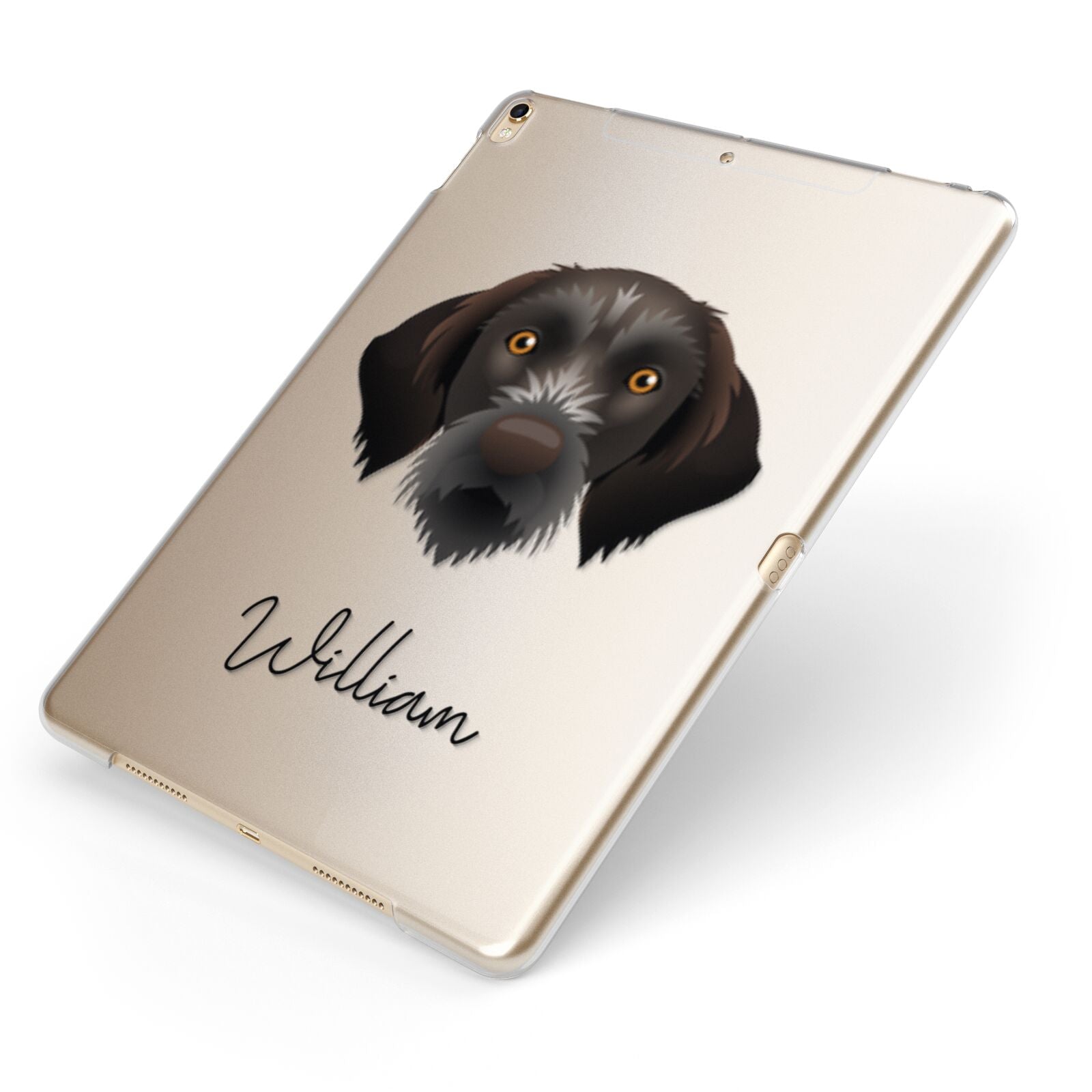 Korthals Griffon Personalised Apple iPad Case on Gold iPad Side View