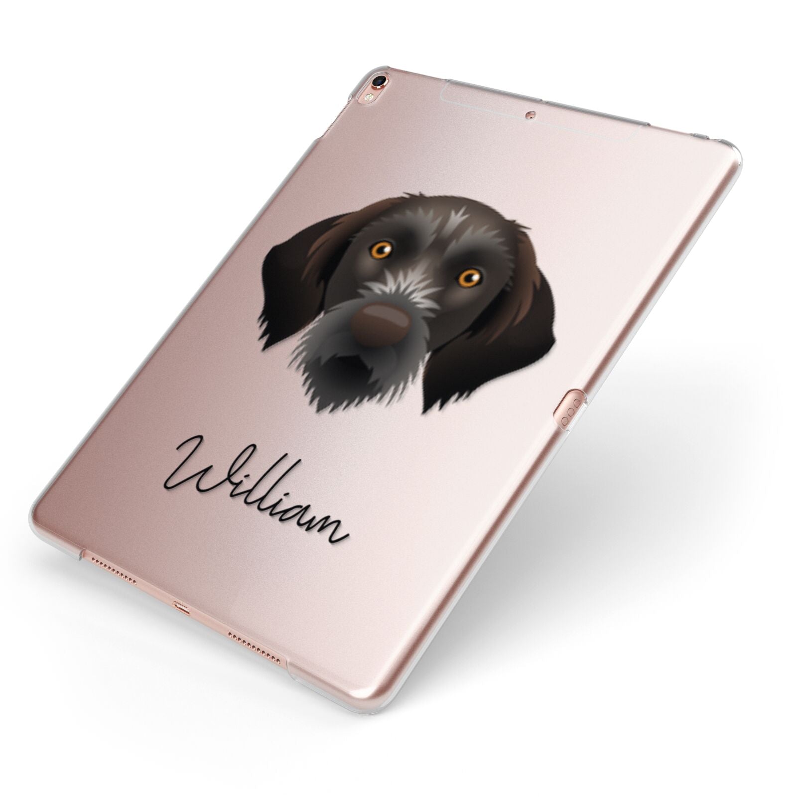 Korthals Griffon Personalised Apple iPad Case on Rose Gold iPad Side View