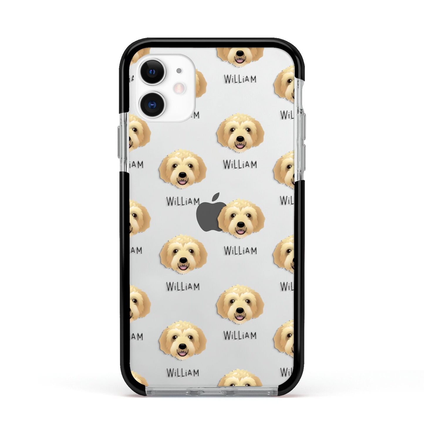 Labradoodle Icon with Name Apple iPhone 11 in White with Black Impact Case