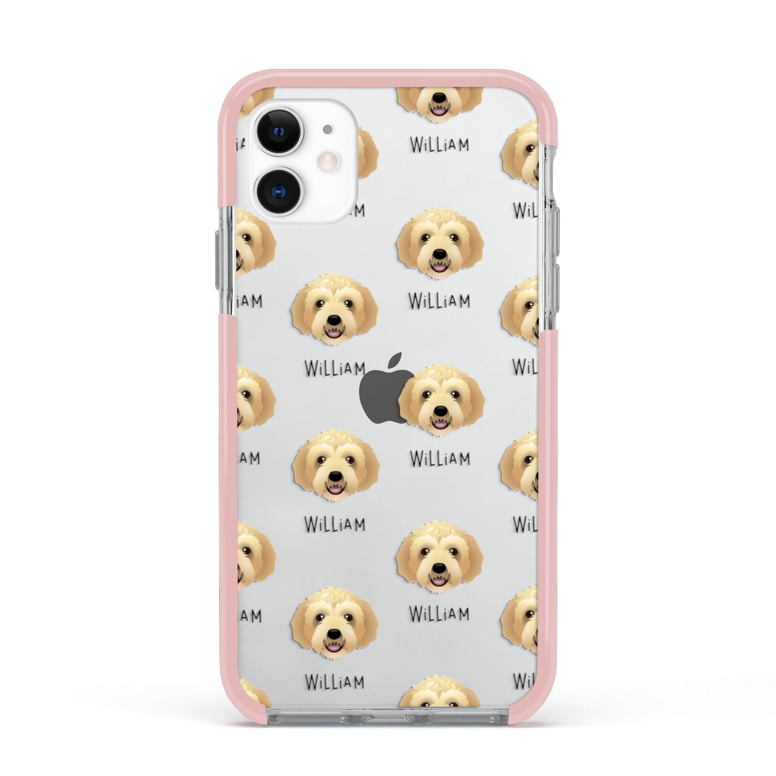 Labradoodle Icon with Name Apple iPhone 11 in White with Pink Impact Case