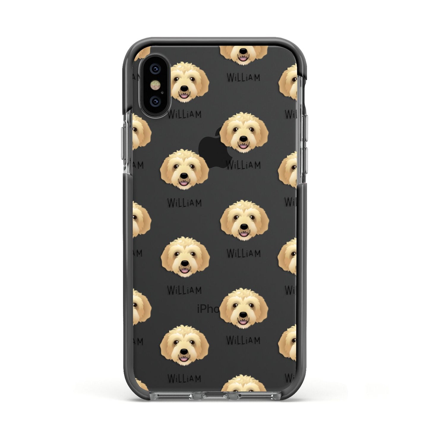 Labradoodle Icon with Name Apple iPhone Xs Impact Case Black Edge on Black Phone