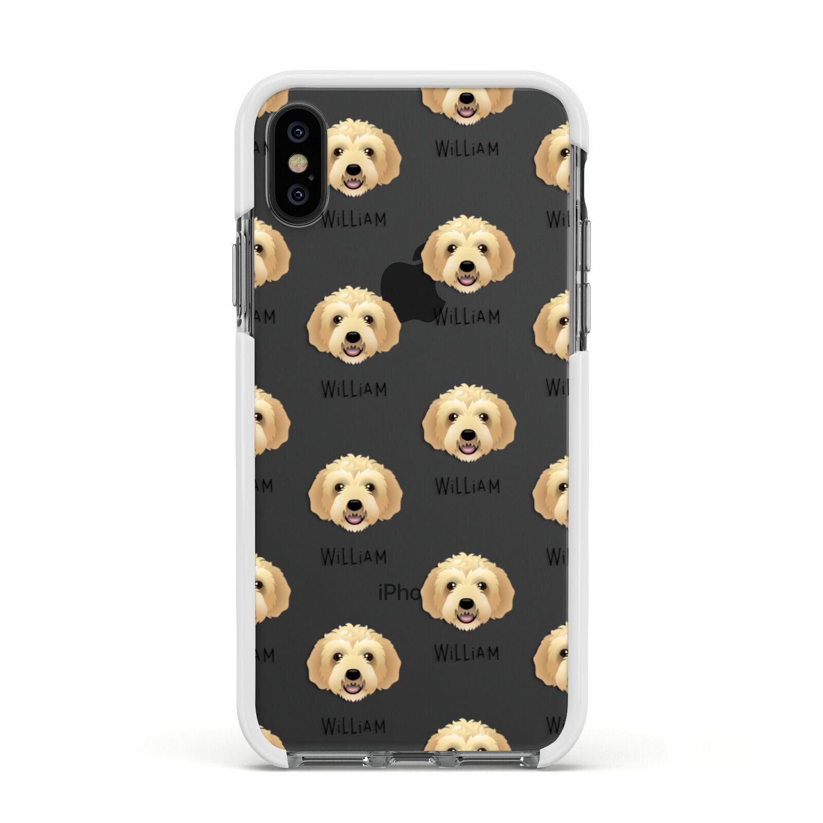 Labradoodle Icon with Name Apple iPhone Xs Impact Case White Edge on Black Phone