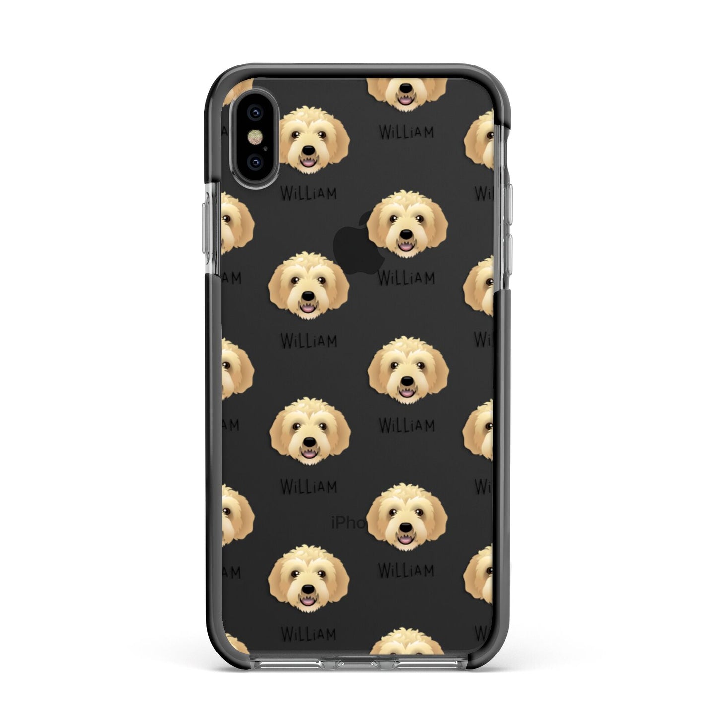 Labradoodle Icon with Name Apple iPhone Xs Max Impact Case Black Edge on Black Phone