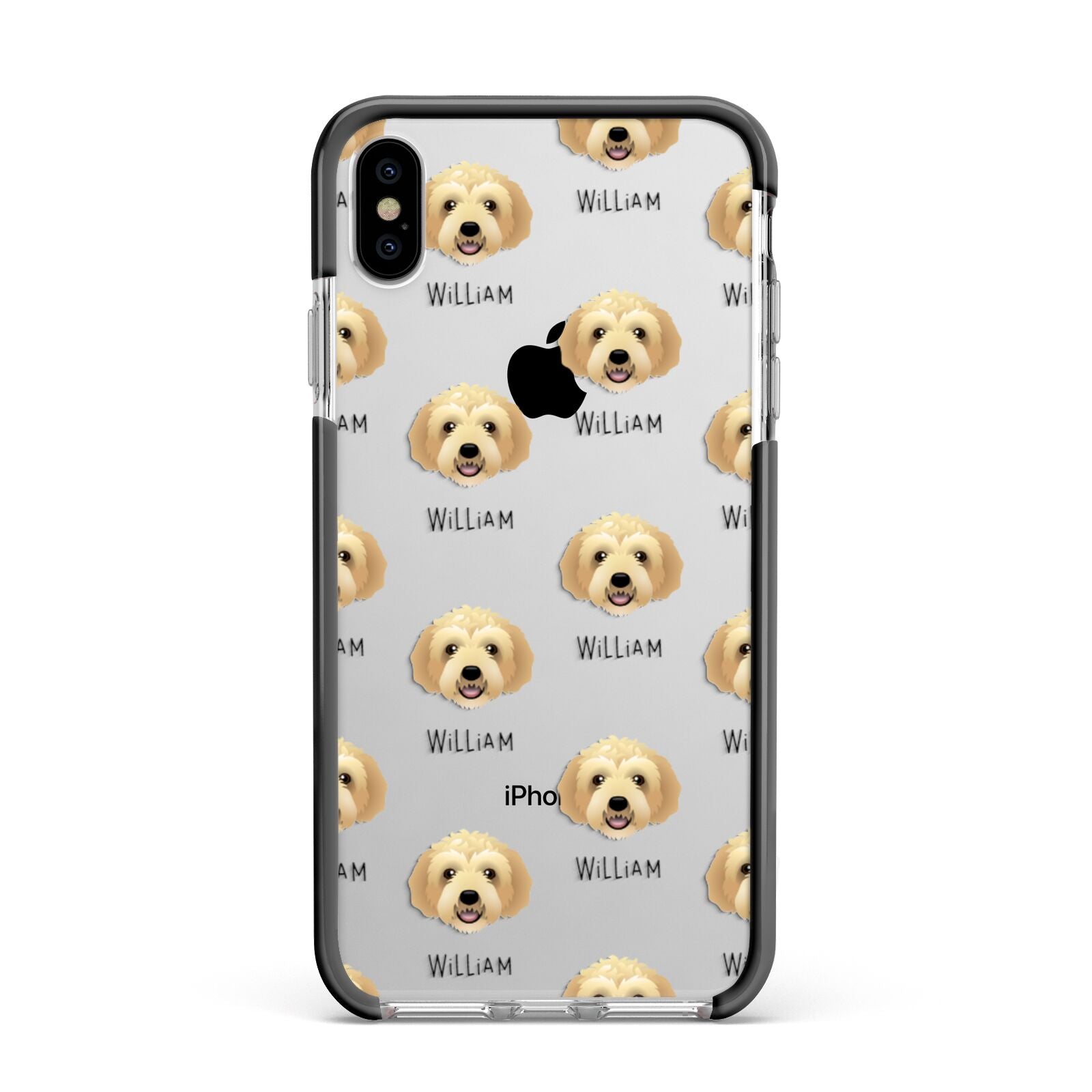 Labradoodle Icon with Name Apple iPhone Xs Max Impact Case Black Edge on Silver Phone