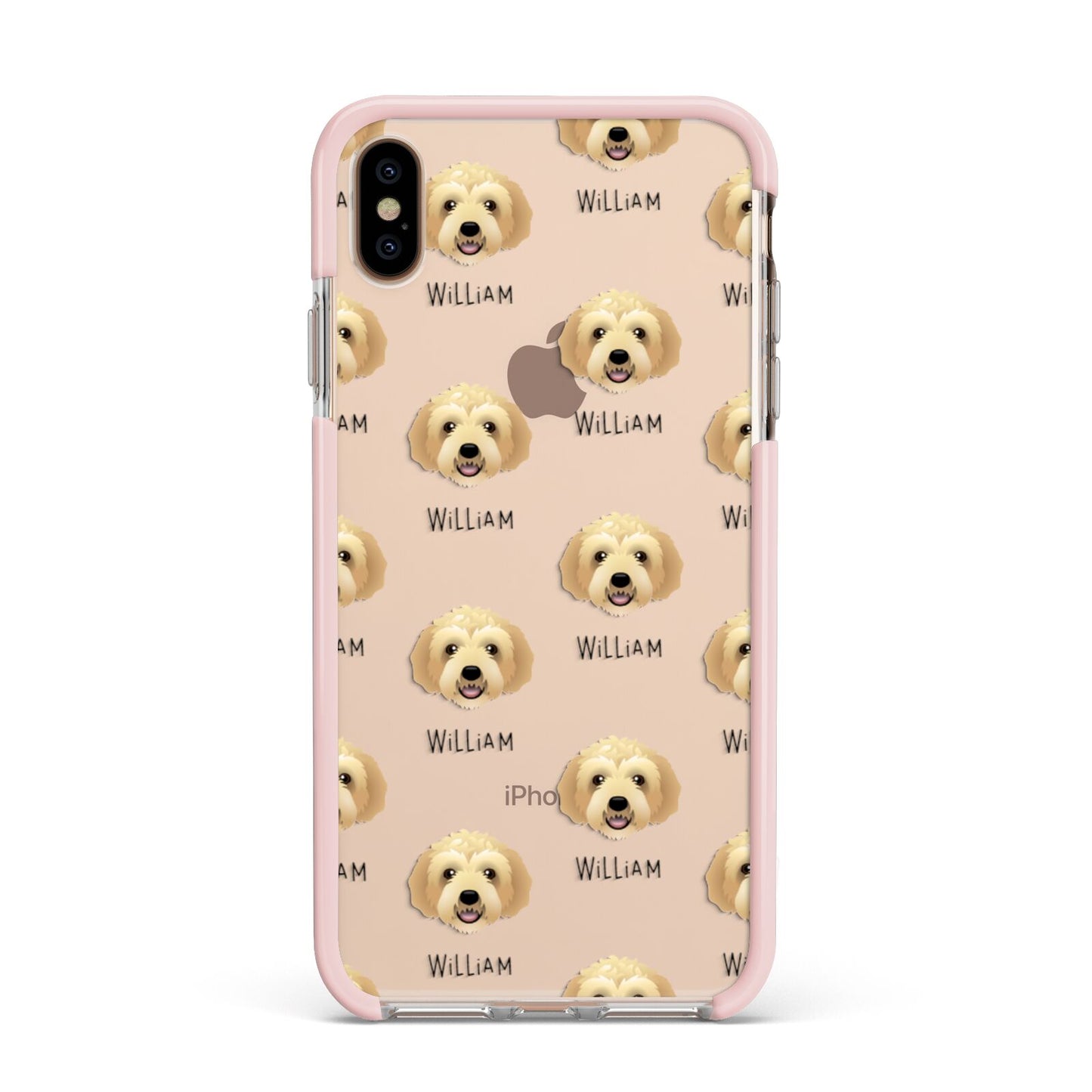 Labradoodle Icon with Name Apple iPhone Xs Max Impact Case Pink Edge on Gold Phone