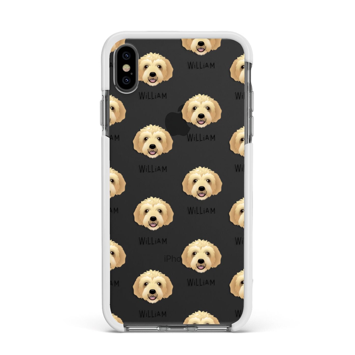 Labradoodle Icon with Name Apple iPhone Xs Max Impact Case White Edge on Black Phone