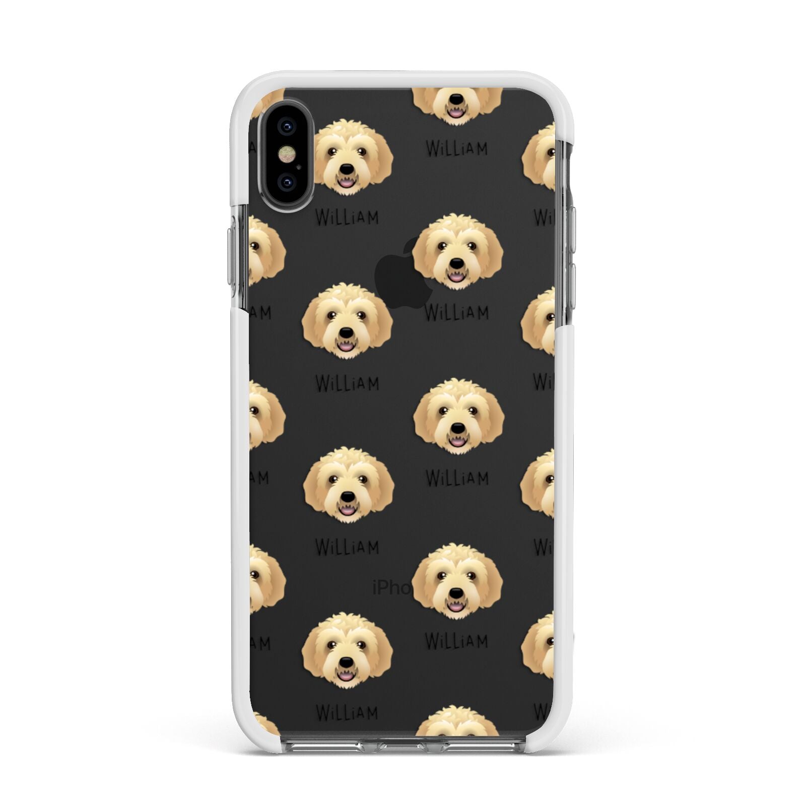 Labradoodle Icon with Name Apple iPhone Xs Max Impact Case White Edge on Black Phone