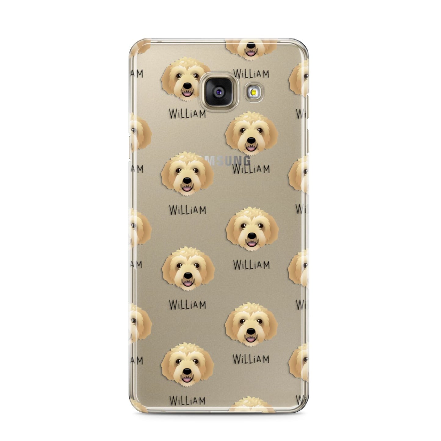 Labradoodle Icon with Name Samsung Galaxy A3 2016 Case on gold phone