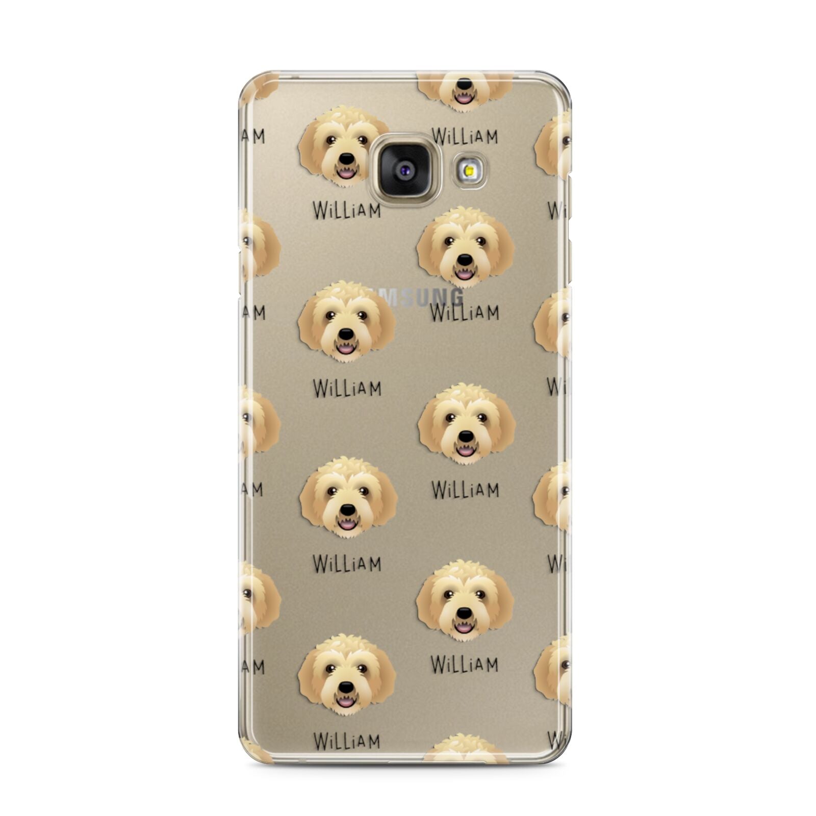Labradoodle Icon with Name Samsung Galaxy A3 2016 Case on gold phone