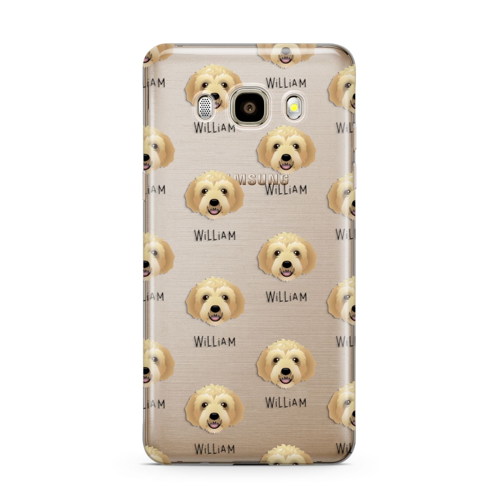 Labradoodle Icon with Name Samsung Galaxy J7 2016 Case on gold phone
