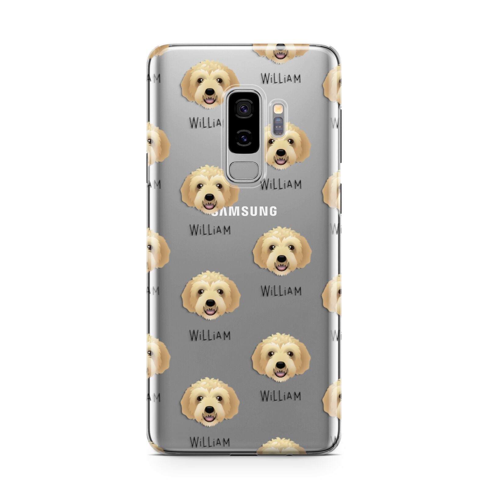 Labradoodle Icon with Name Samsung Galaxy S9 Plus Case on Silver phone