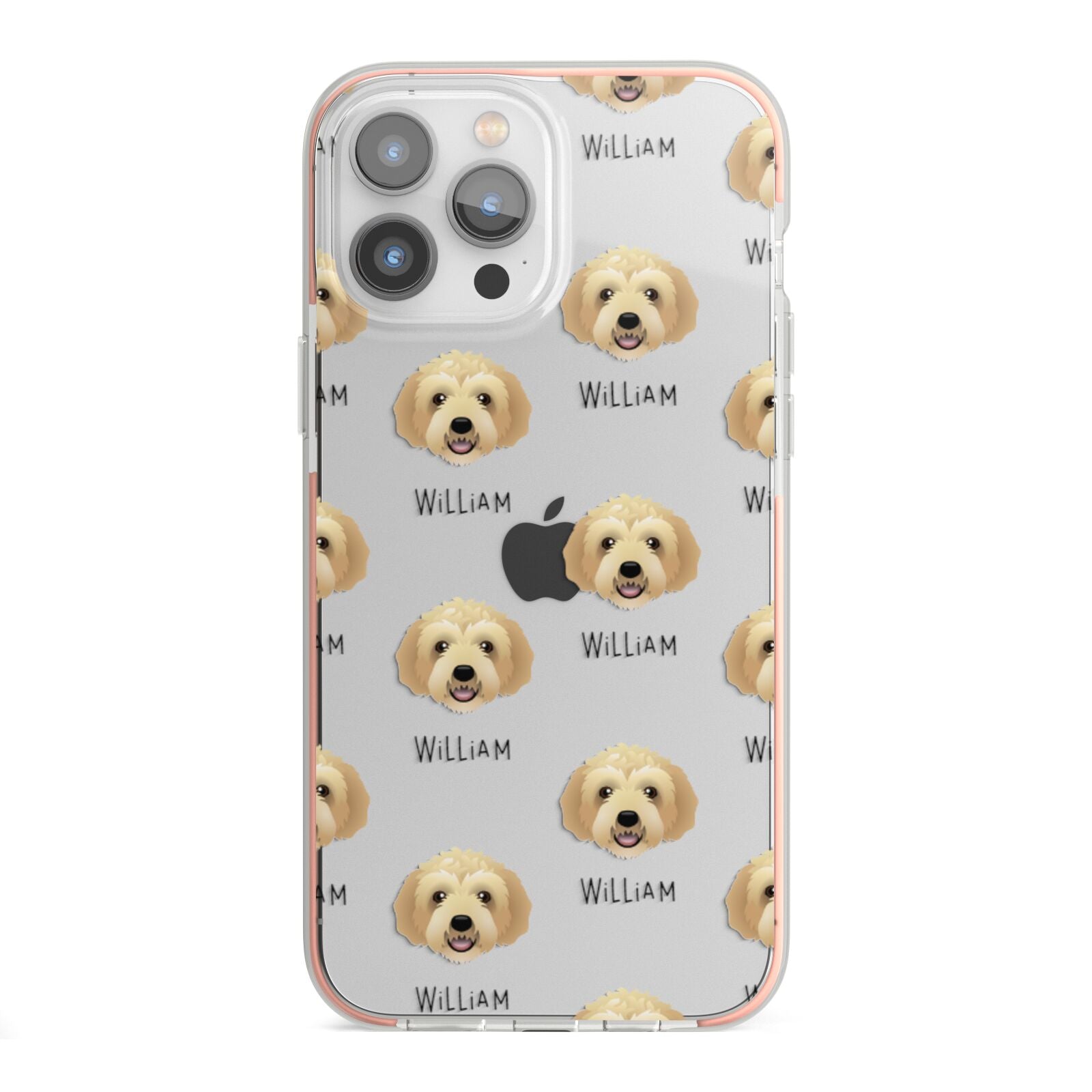 Labradoodle Icon with Name iPhone 13 Pro Max TPU Impact Case with Pink Edges