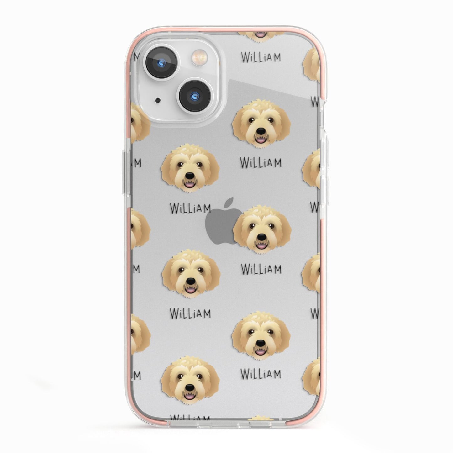 Labradoodle Icon with Name iPhone 13 TPU Impact Case with Pink Edges