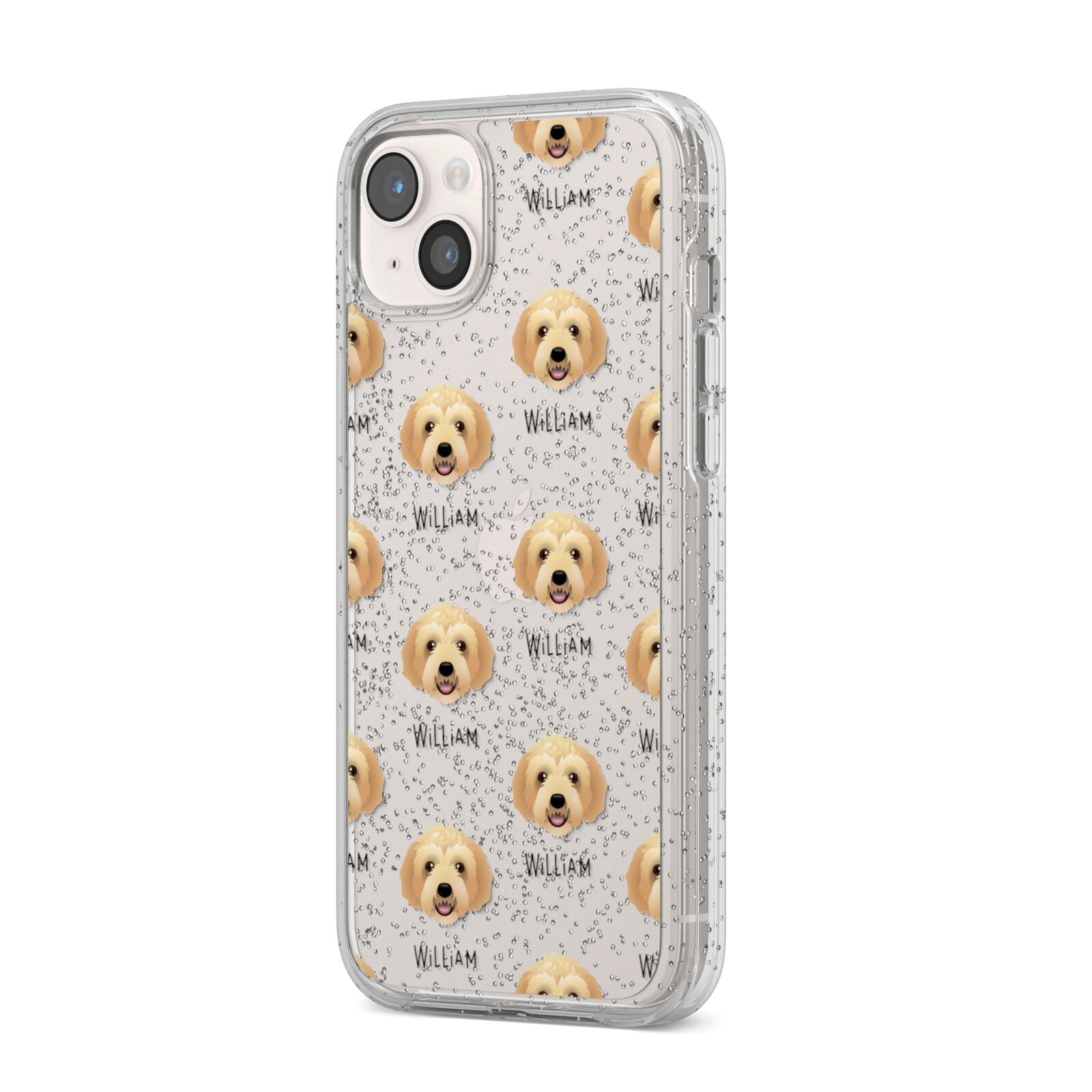 Labradoodle Icon with Name iPhone 14 Plus Glitter Tough Case Starlight Angled Image