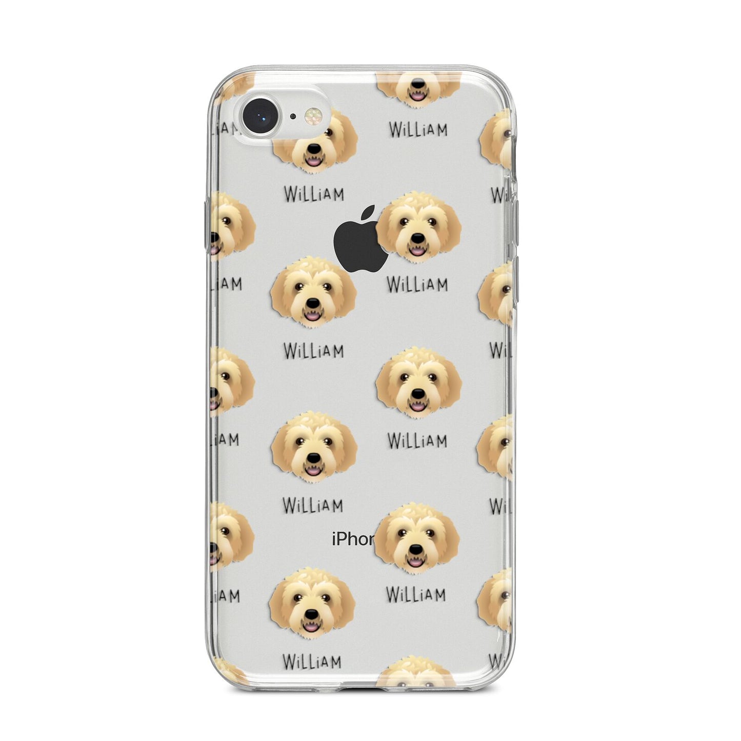 Labradoodle Icon with Name iPhone 8 Bumper Case on Silver iPhone